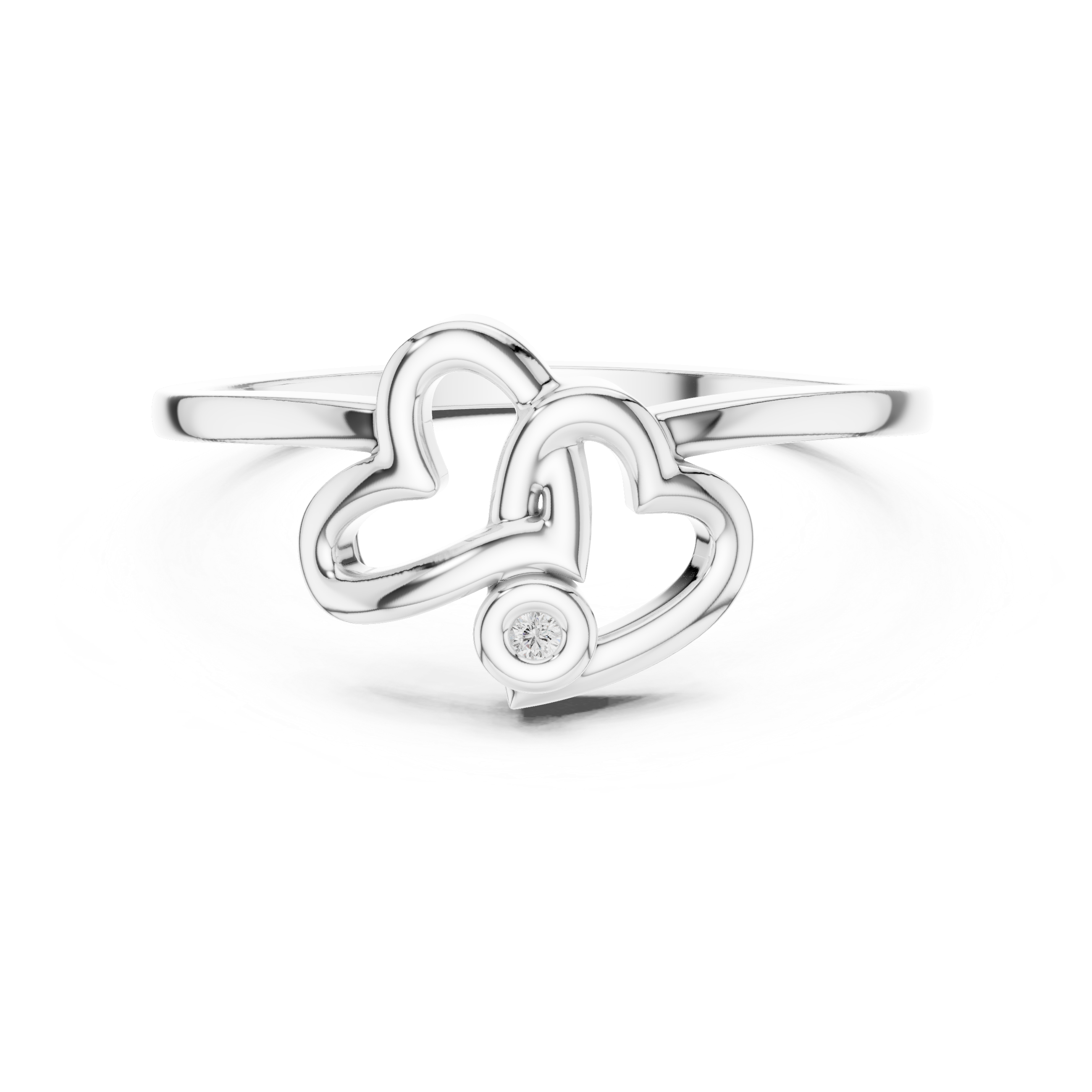 Interlocking Double Heart Diamond Ring – Minimalist Love Promise Ring