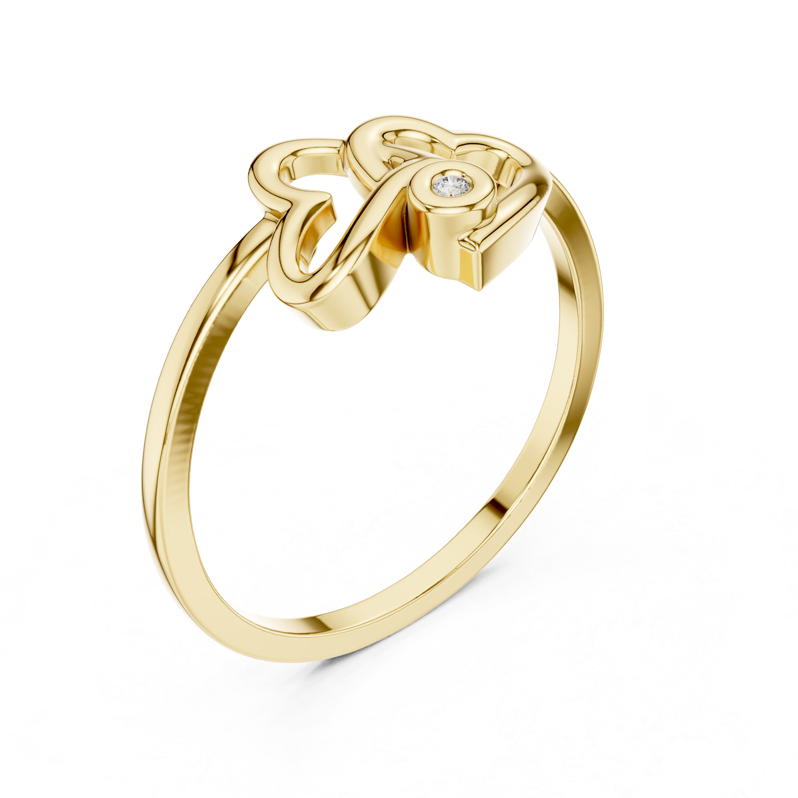 Interlocking Double Heart Diamond Ring – Minimalist Love Promise Ring