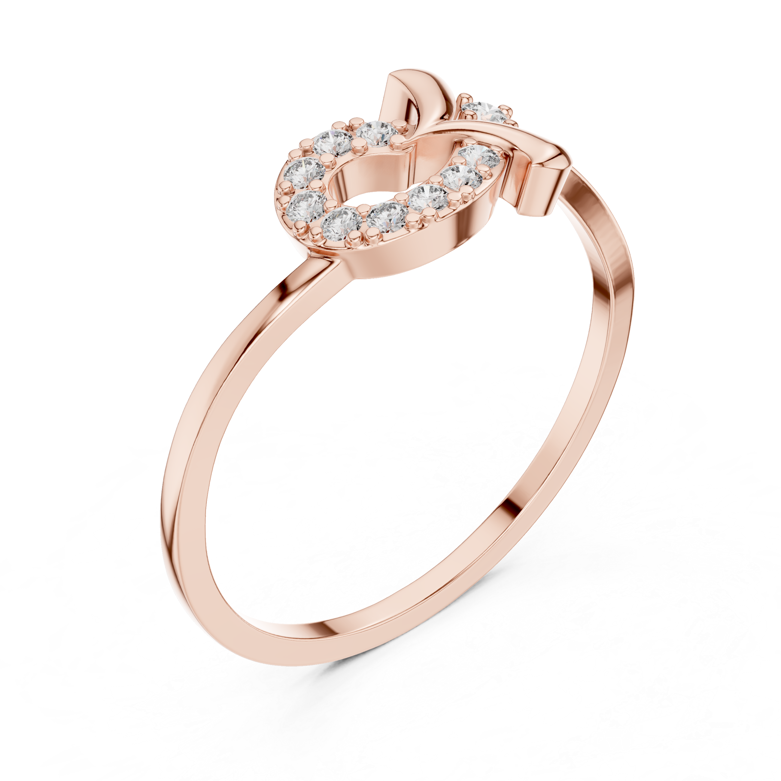 Diamond Swirl Infinity Ring – Open Circle Halo Ring with Contemporary Twist Design