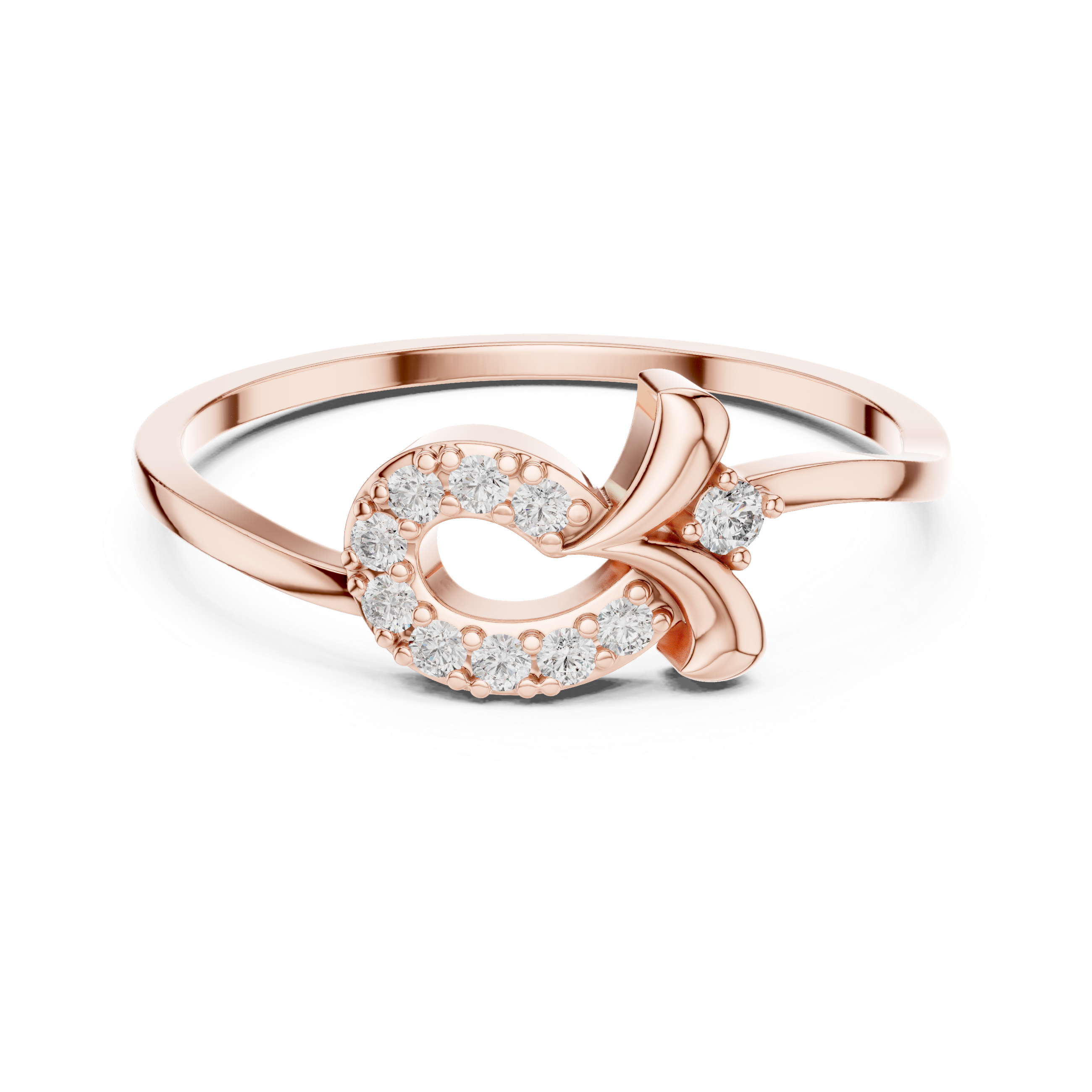 Diamond Swirl Infinity Ring – Open Circle Halo Ring with Contemporary Twist Design