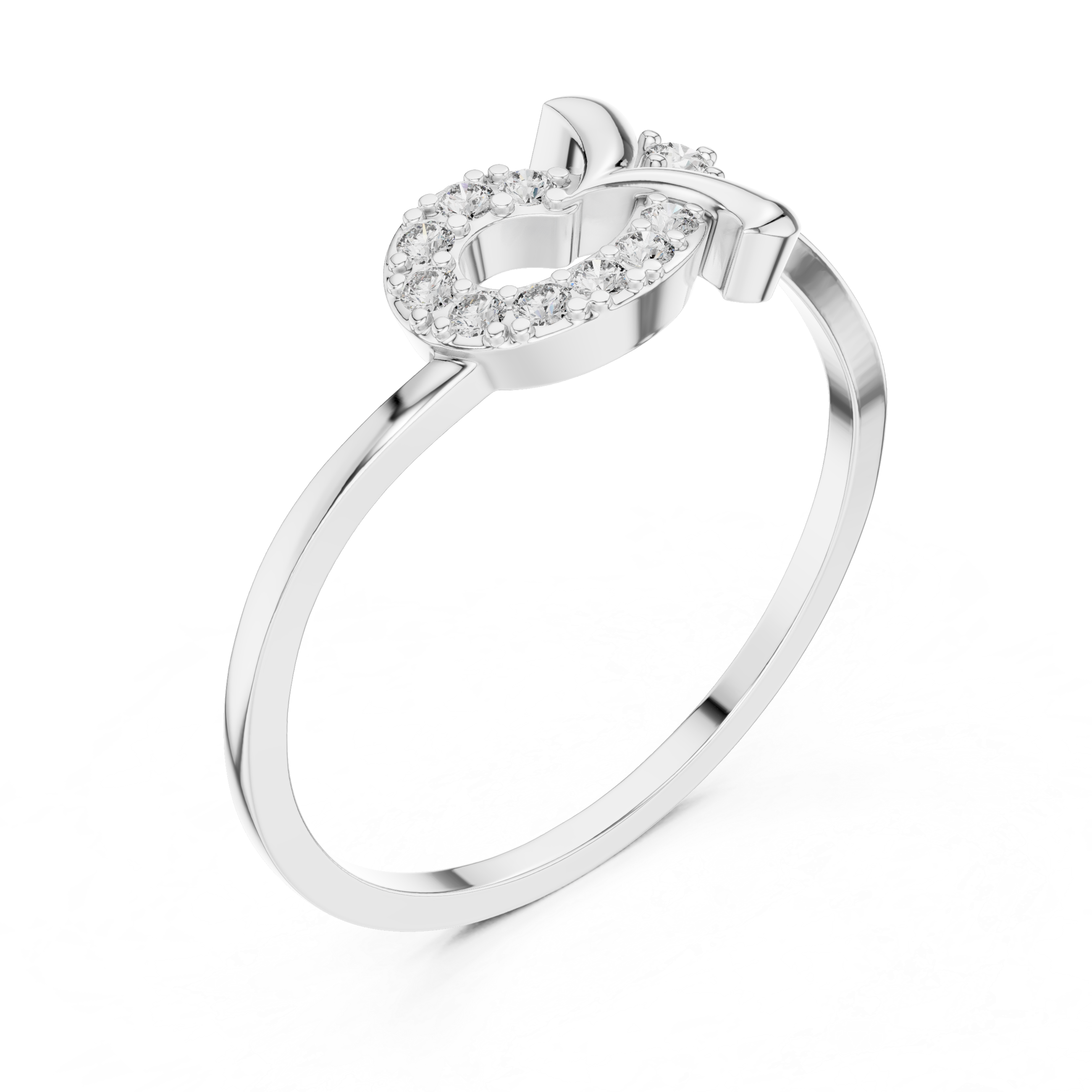 Diamond Swirl Infinity Ring – Open Circle Halo Ring with Contemporary Twist Design