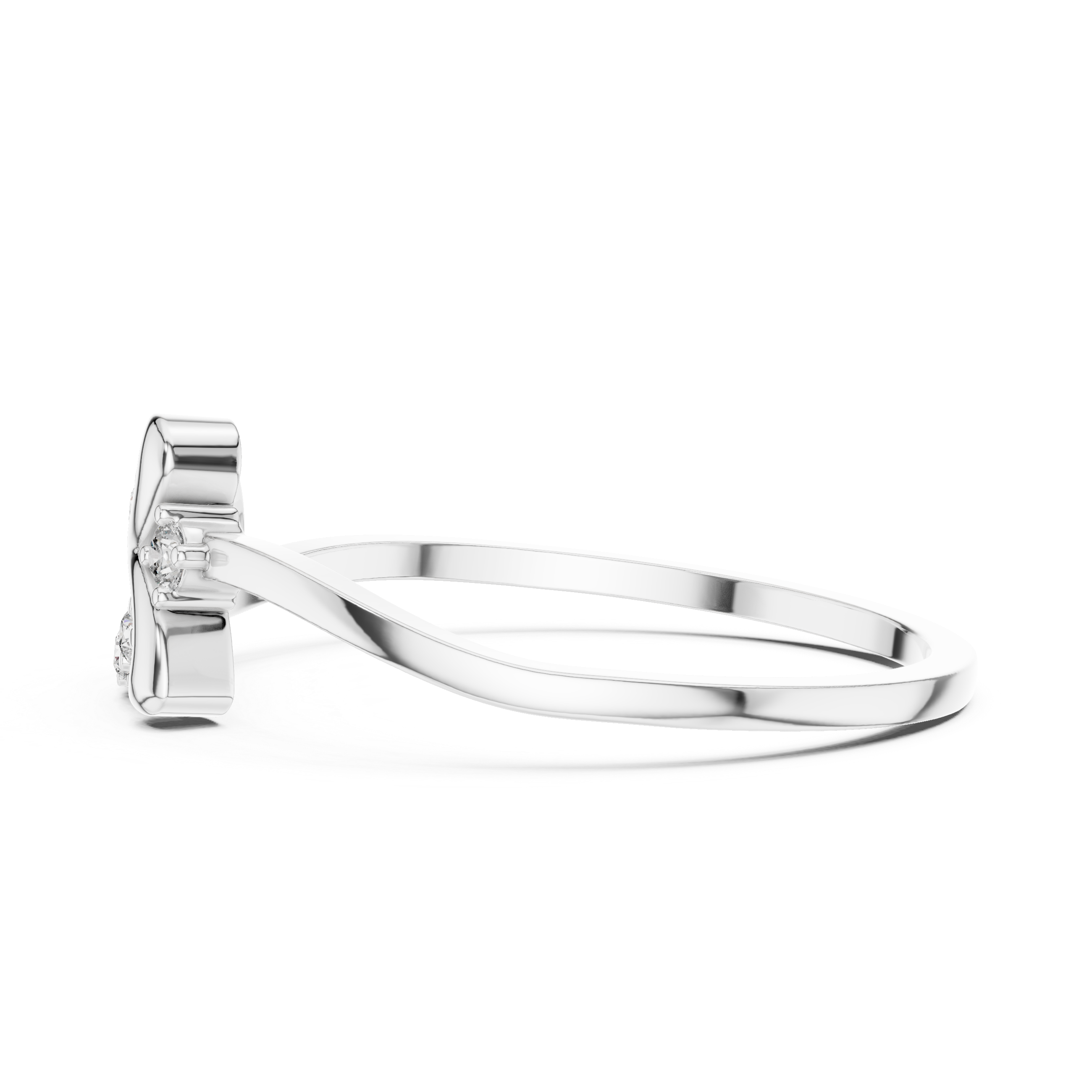 Diamond Swirl Infinity Ring – Open Circle Halo Ring with Contemporary Twist Design