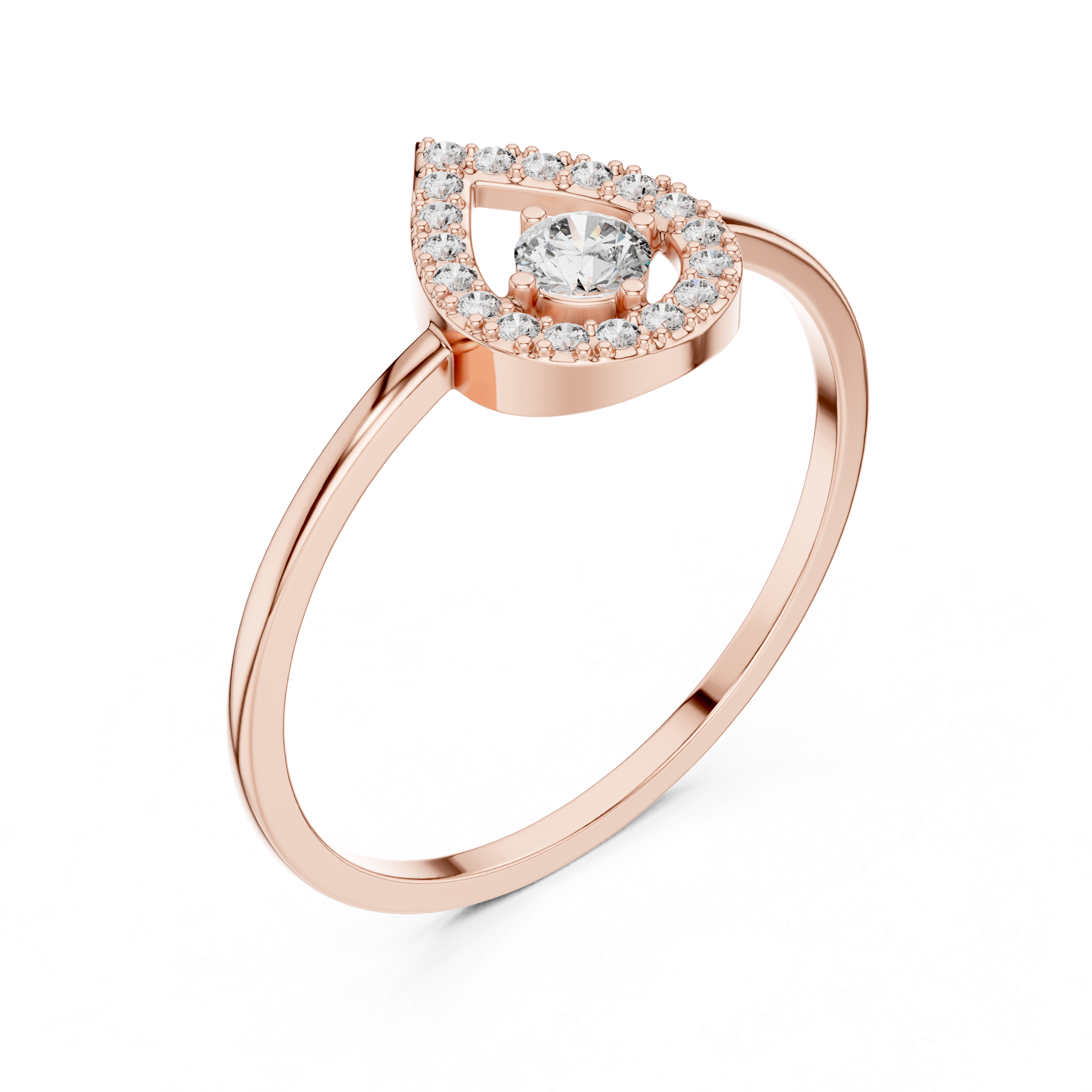 Teardrop Halo Diamond Ring – Pear Shape Inspired Open Halo Engagement Ring