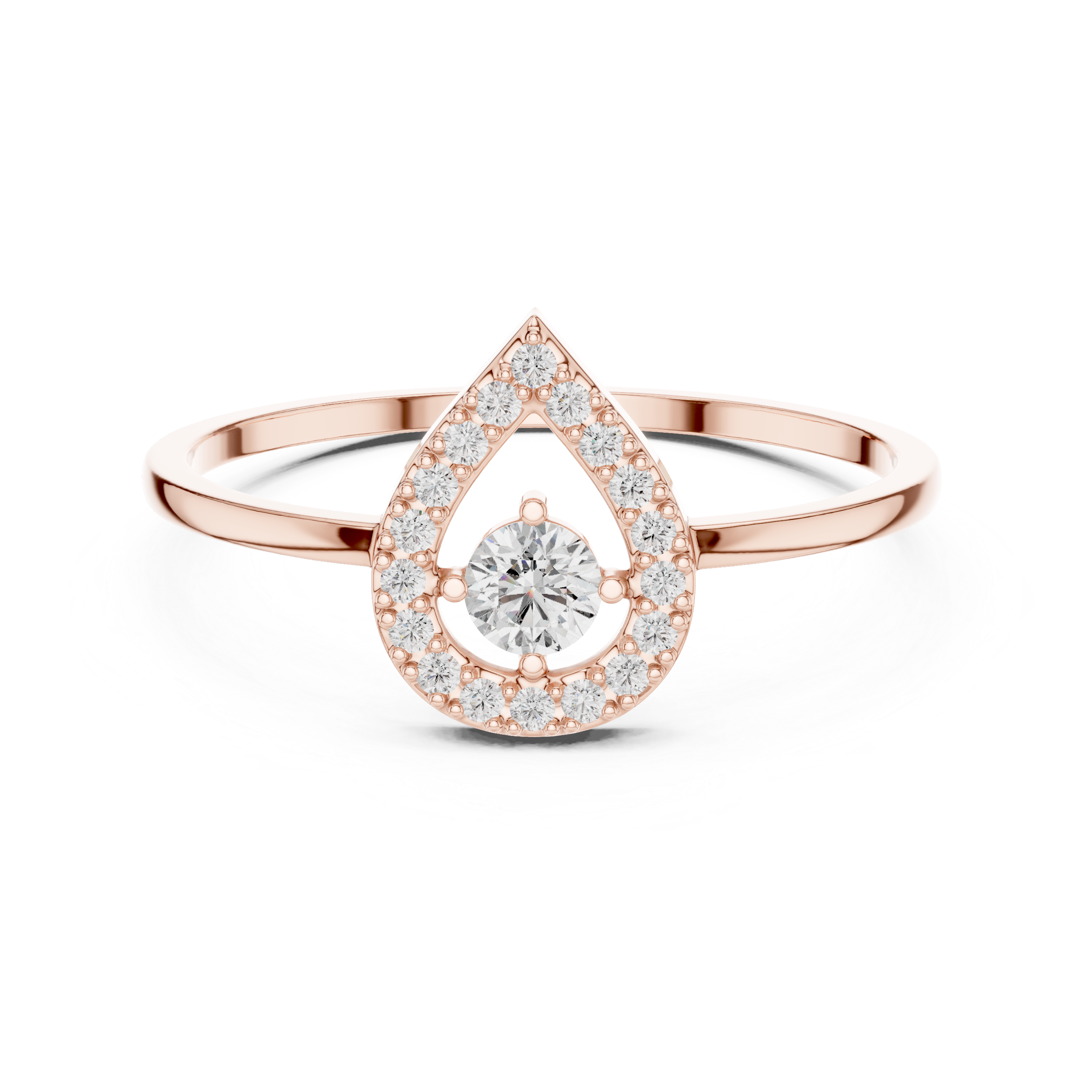 Teardrop Halo Diamond Ring – Pear Shape Inspired Open Halo Engagement Ring