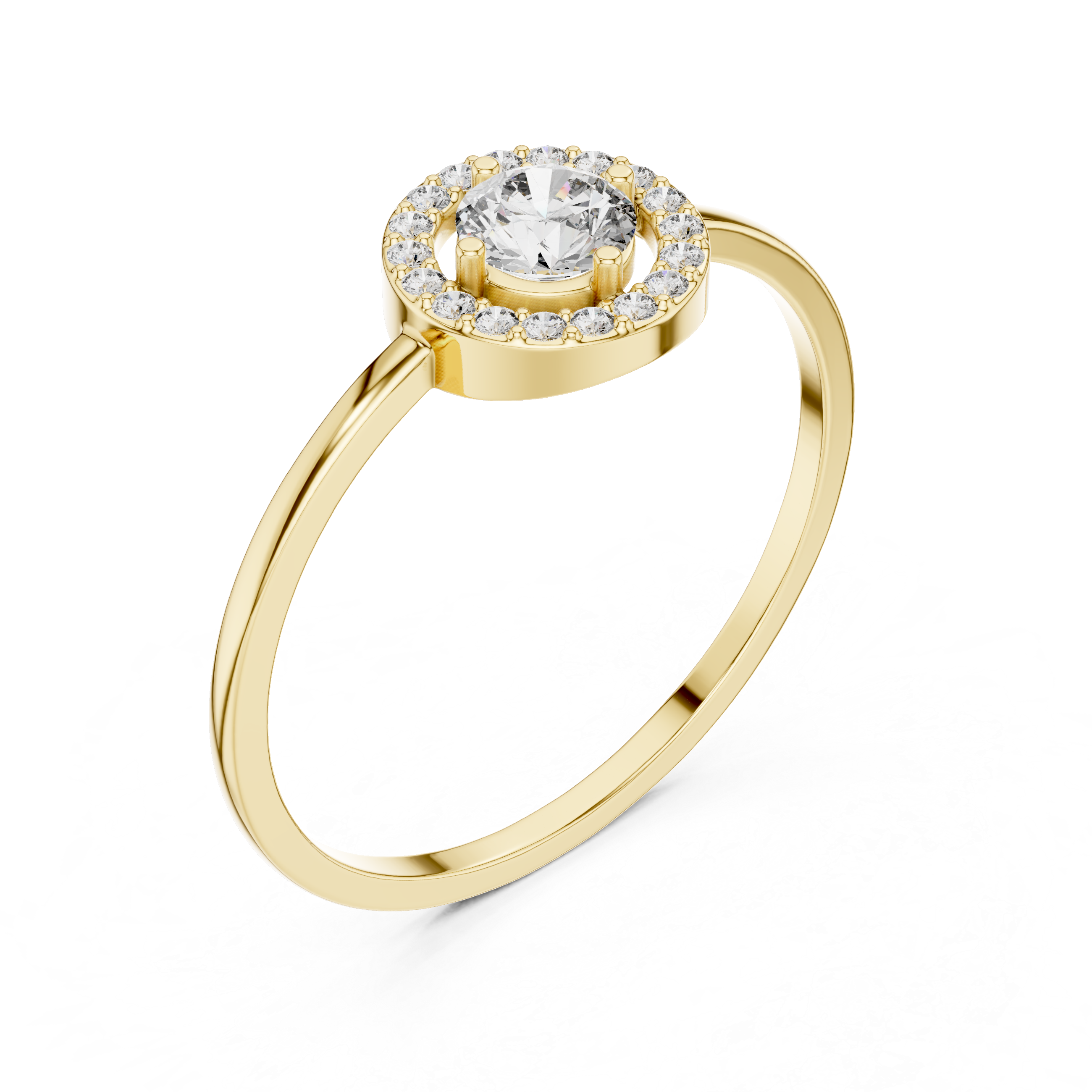 Round Halo Diamond Engagement Ring – Minimalist Circle Halo Solitaire Ring