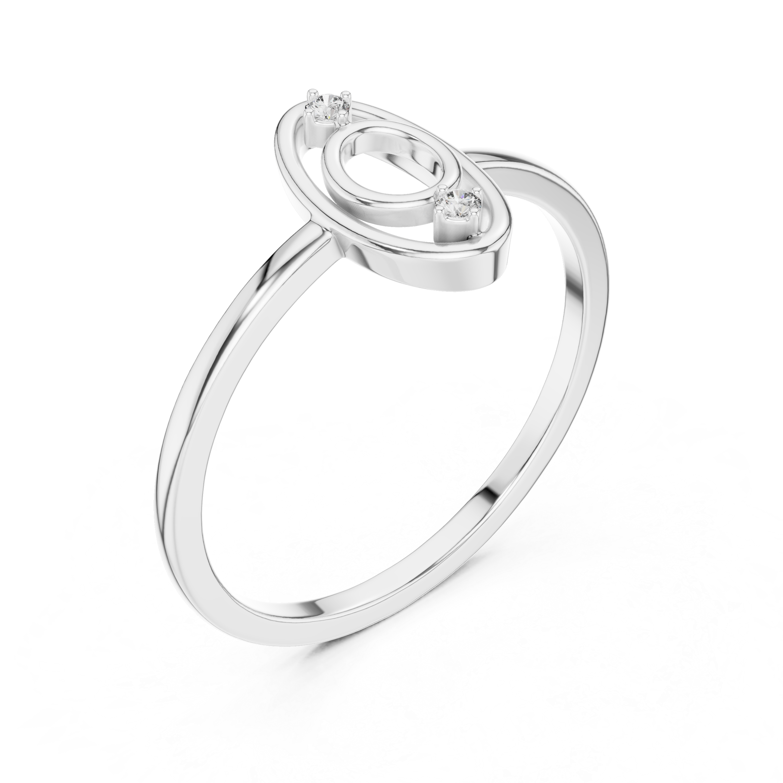 Oval Double Halo Diamond Ring – Minimalist Open Oval Statement Ring