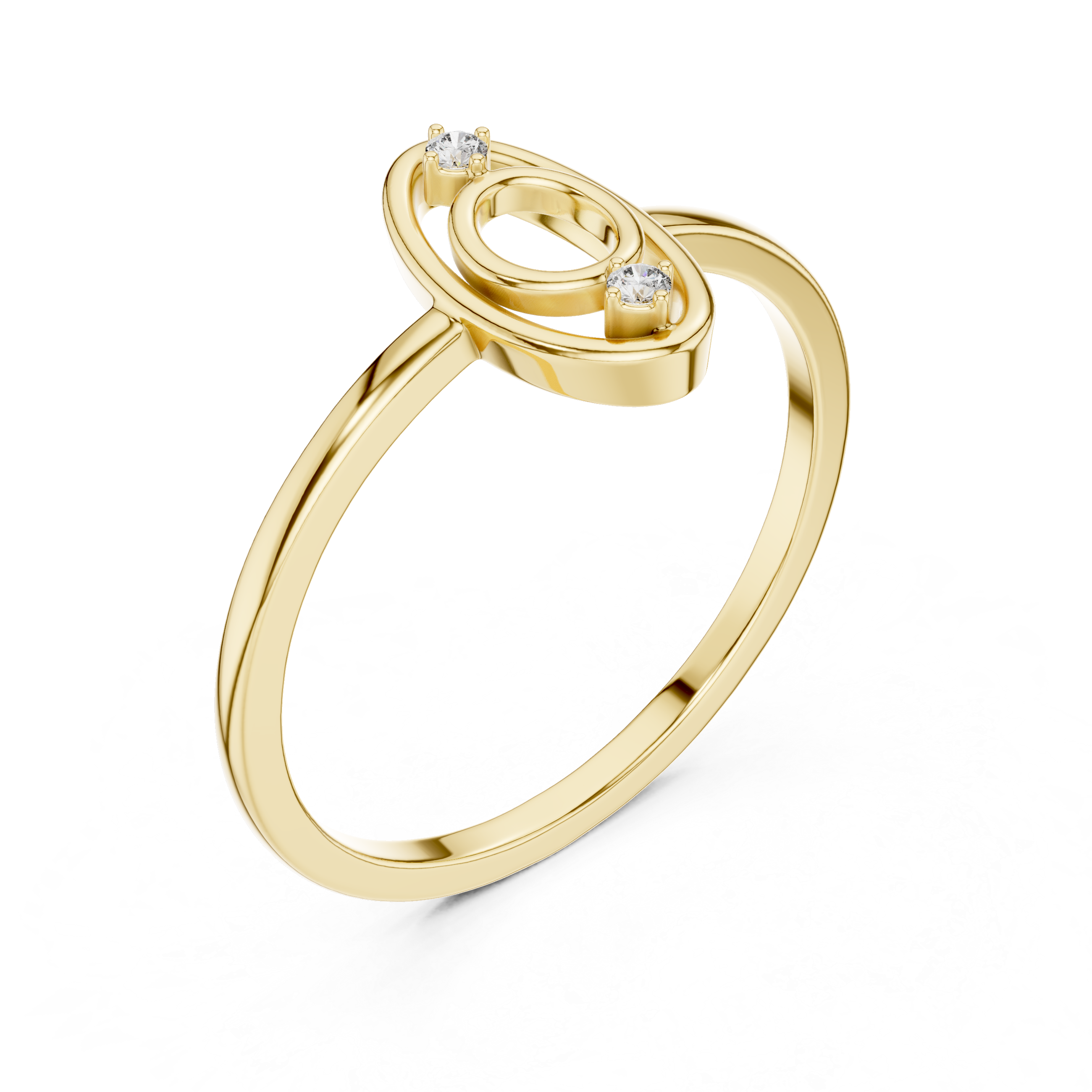 Oval Double Halo Diamond Ring – Minimalist Open Oval Statement Ring