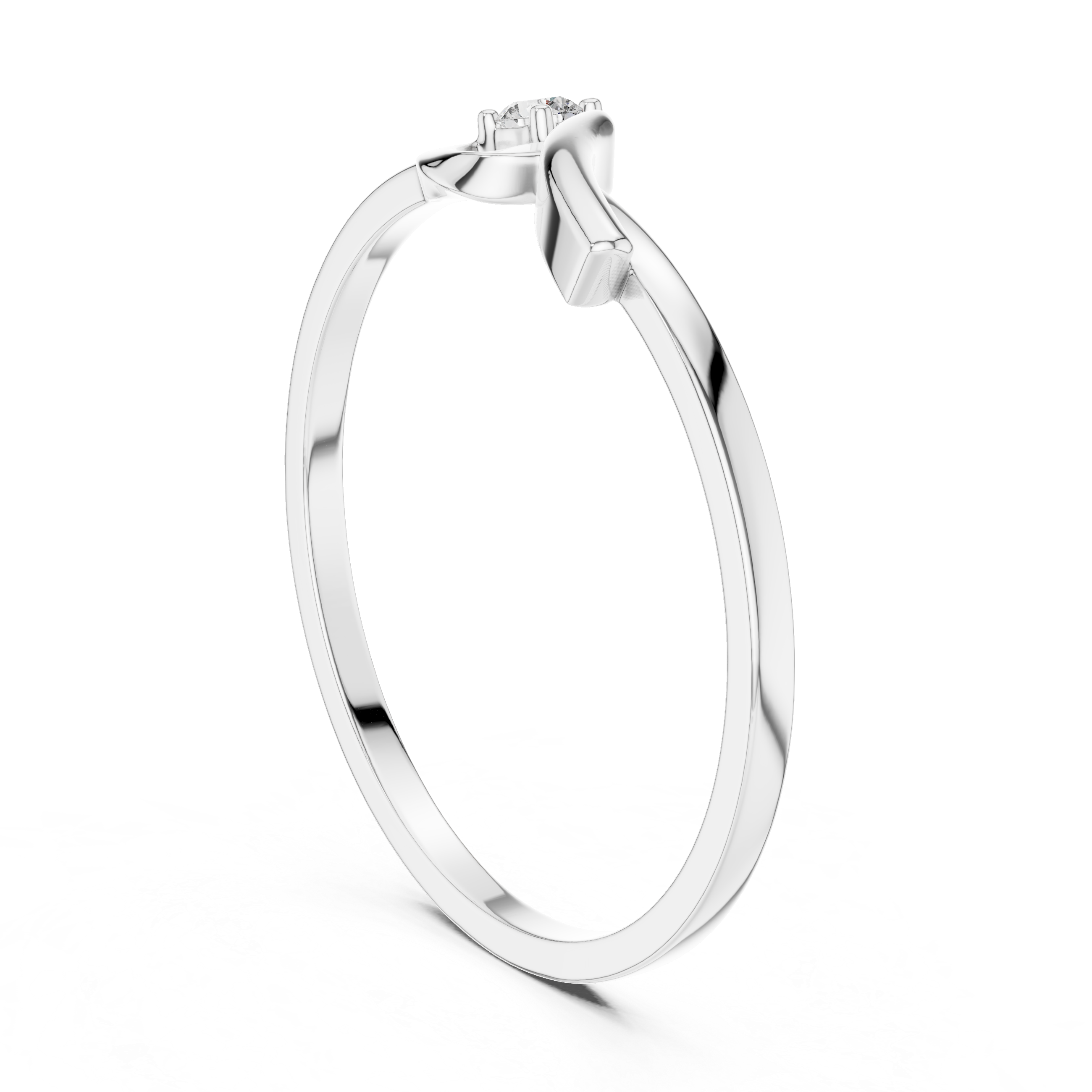 Minimalist Diamond Wave Ring – Modern Solitaire Twist Ring