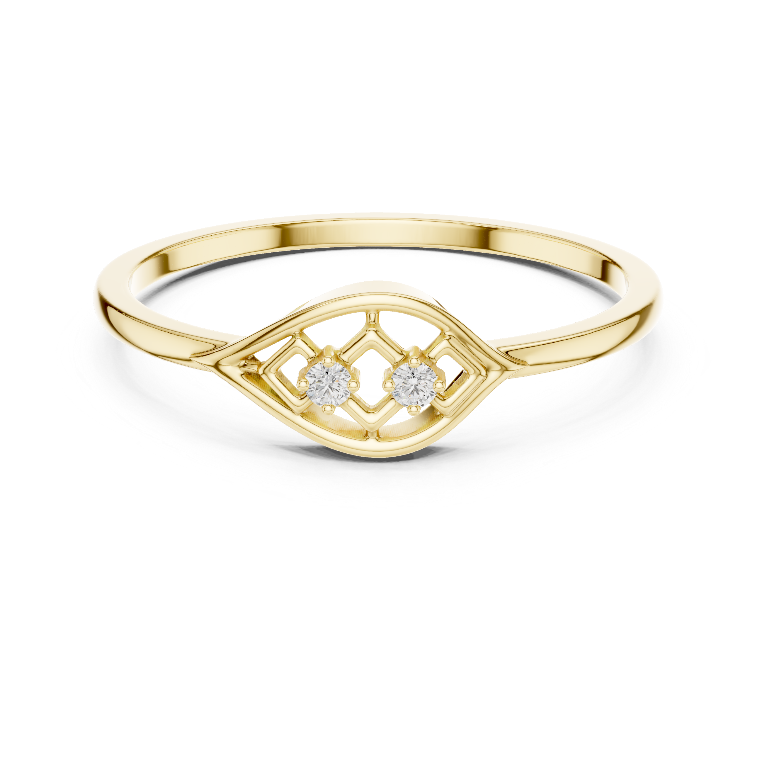 Minimalist Marquise Diamond Ring – Openwork Eye Shape Two Stone Ring
