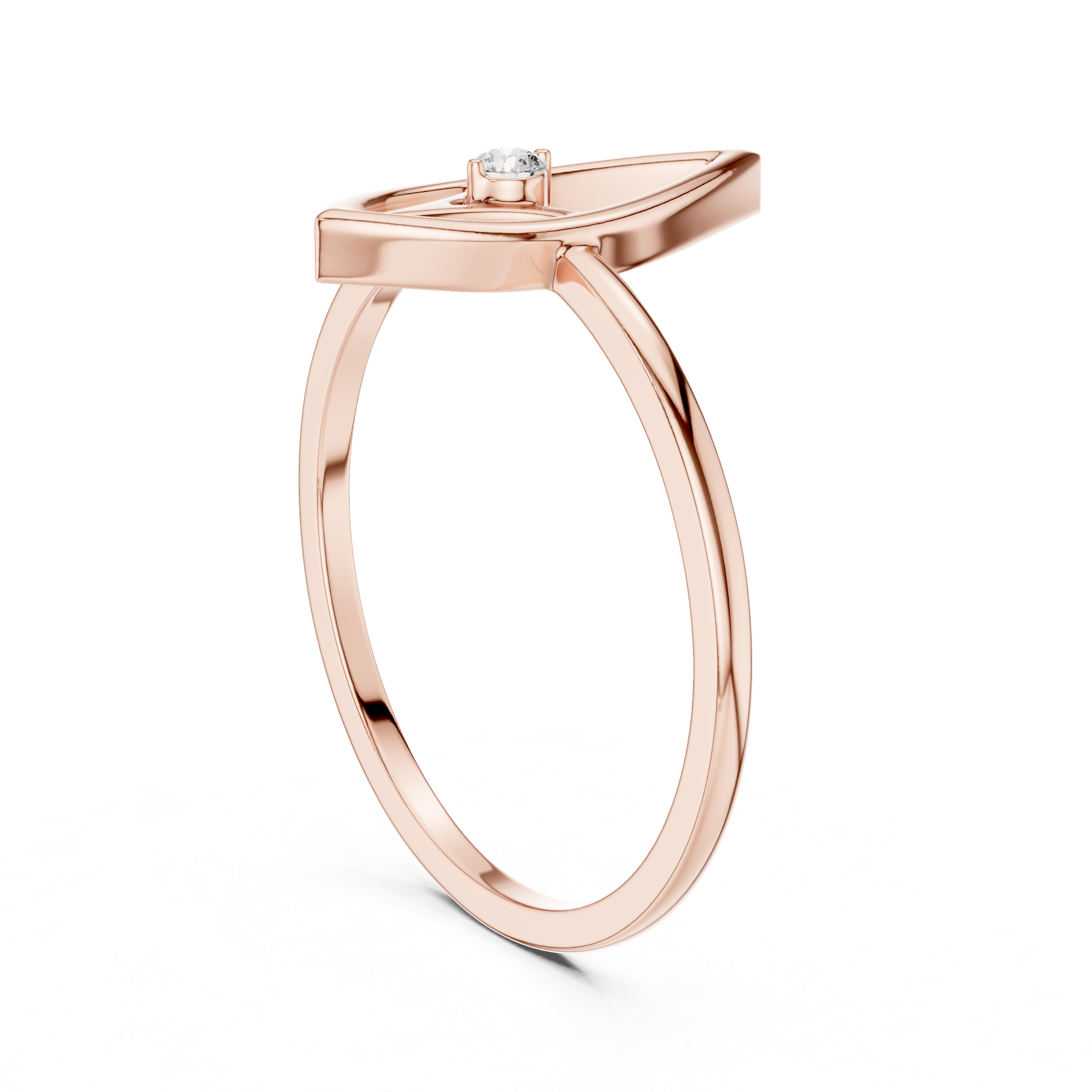 Minimalist Marquise Diamond Ring – Open Navette Geometric Solitaire Ring