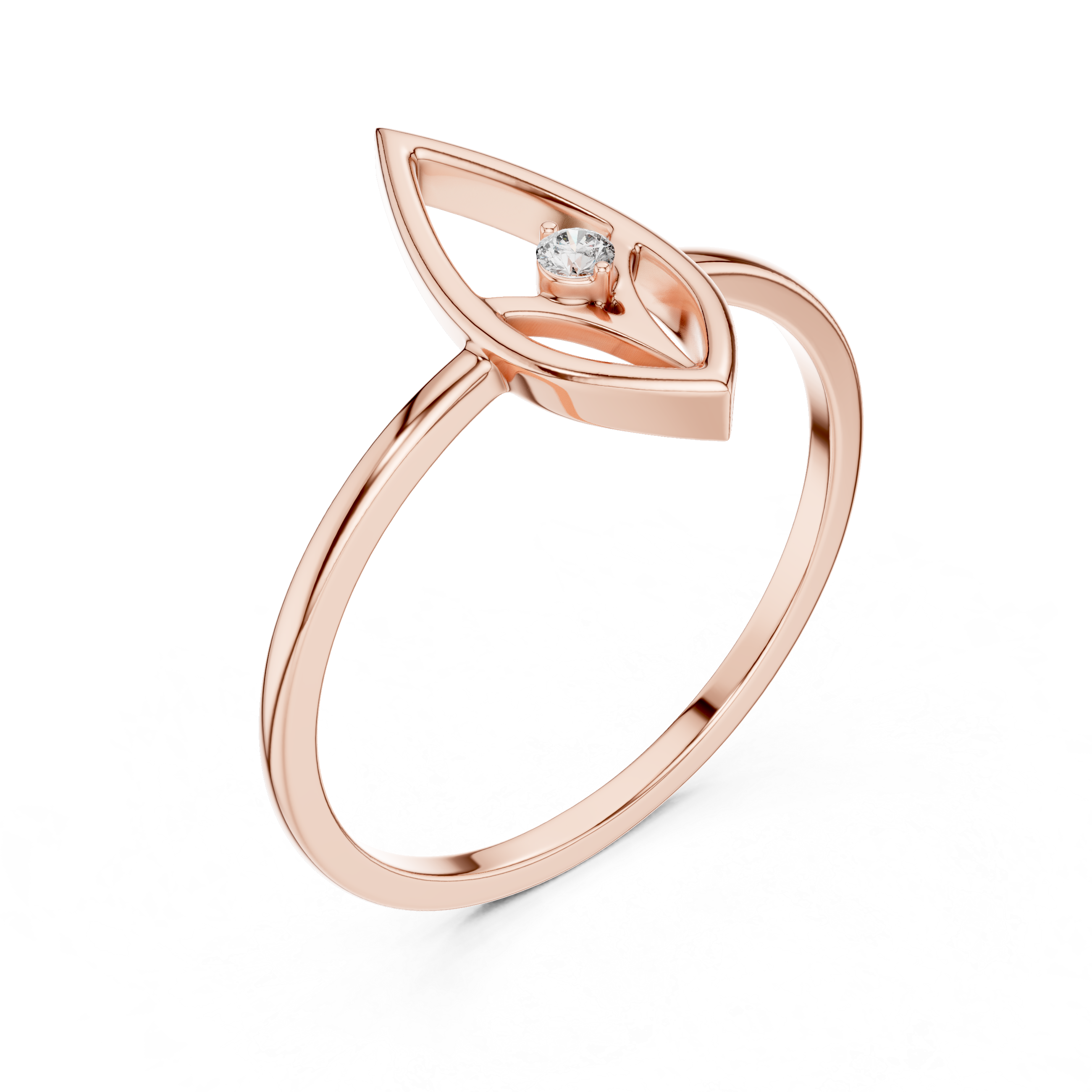 Minimalist Marquise Diamond Ring – Open Navette Geometric Solitaire Ring