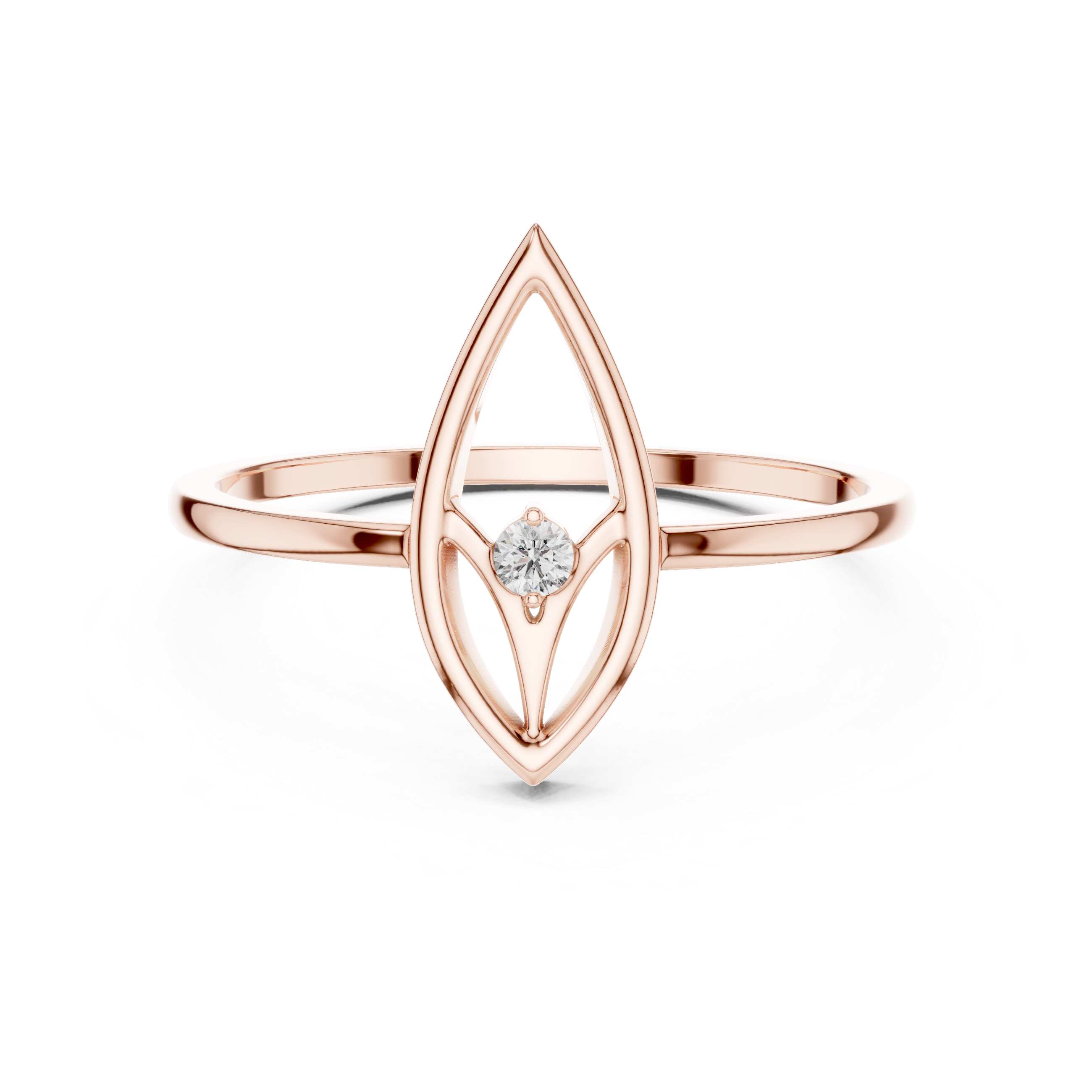 Minimalist Marquise Diamond Ring – Open Navette Geometric Solitaire Ring