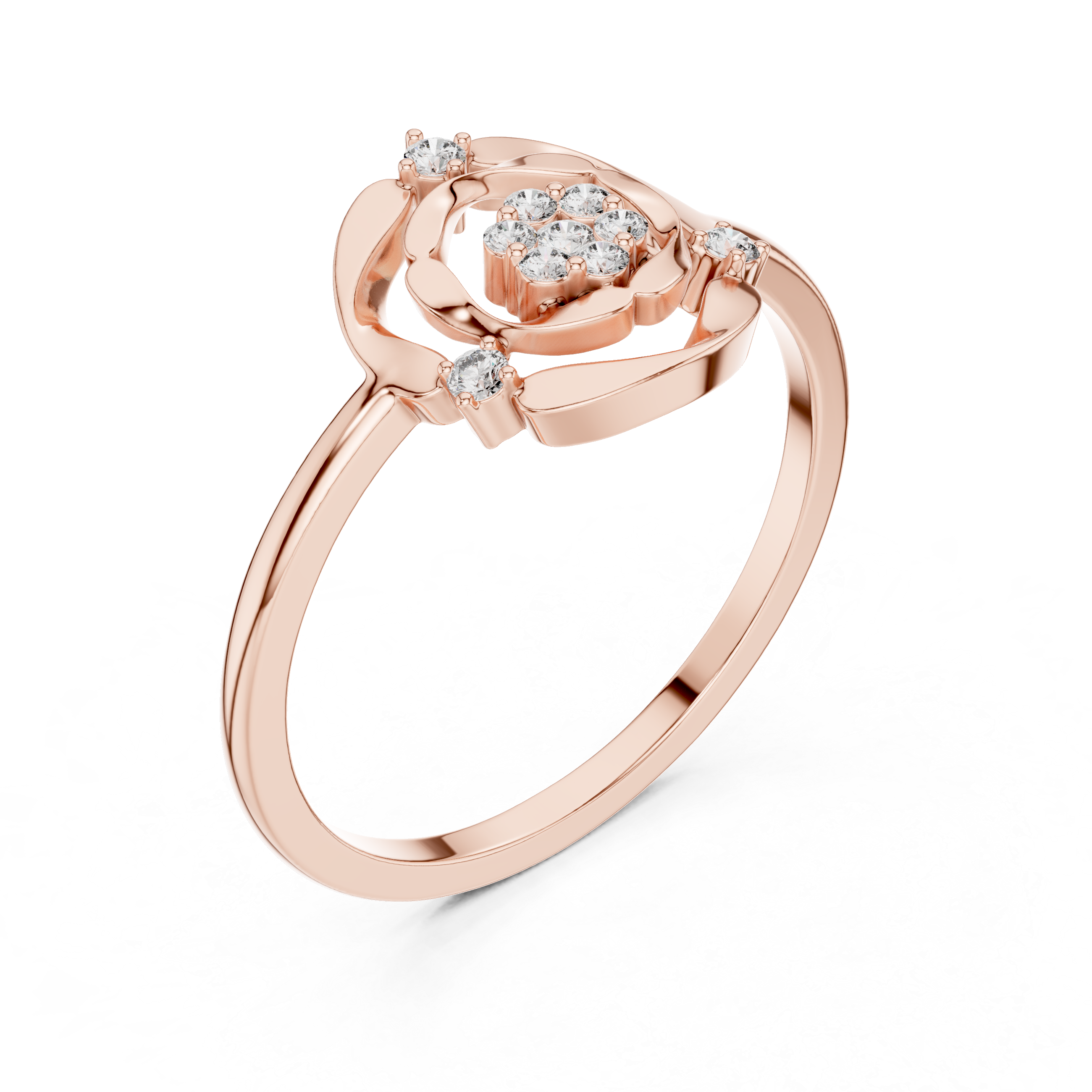 Diamond Floral Halo Ring – Open Circle Flower Inspired Diamond Ring