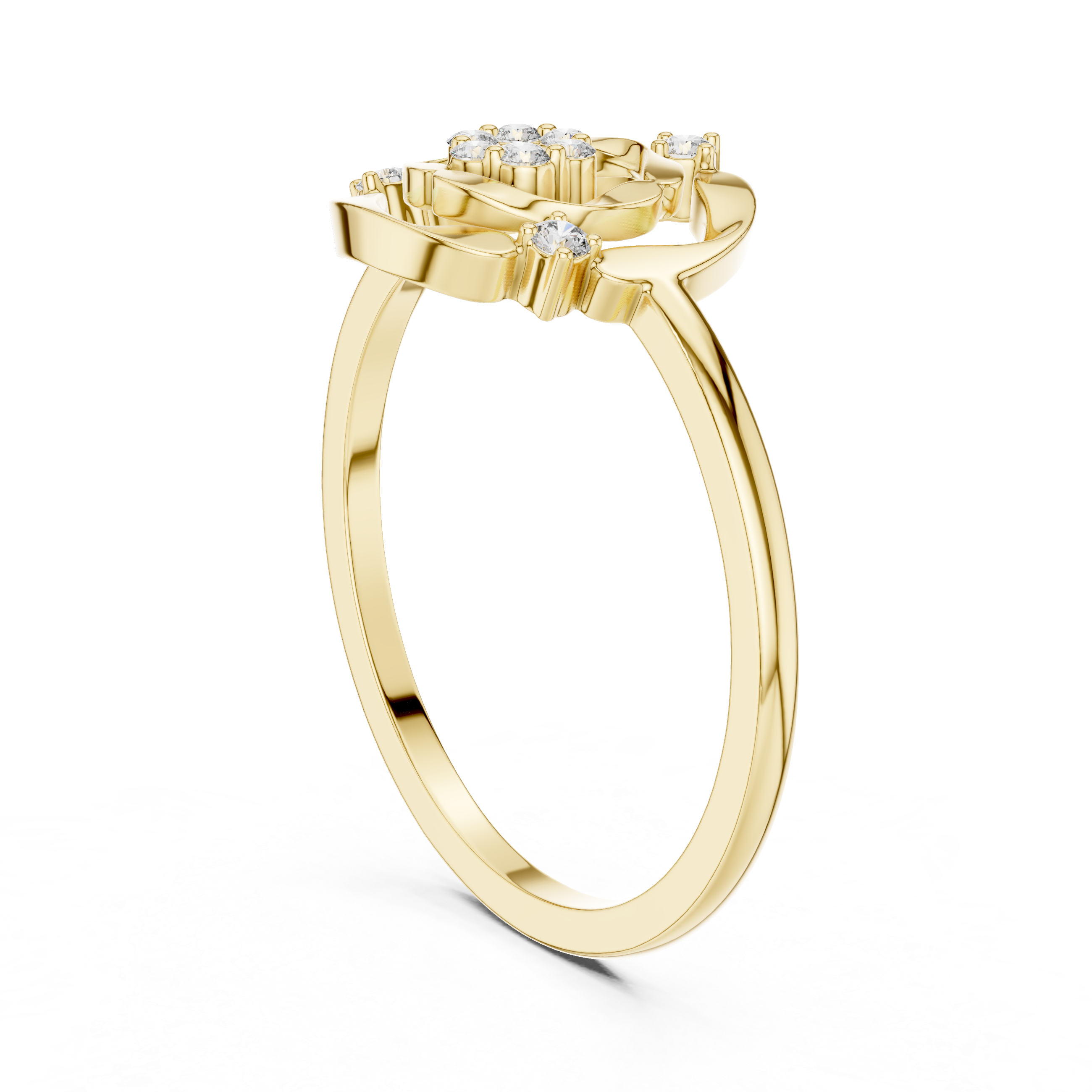 Diamond Floral Halo Ring – Open Circle Flower Inspired Diamond Ring
