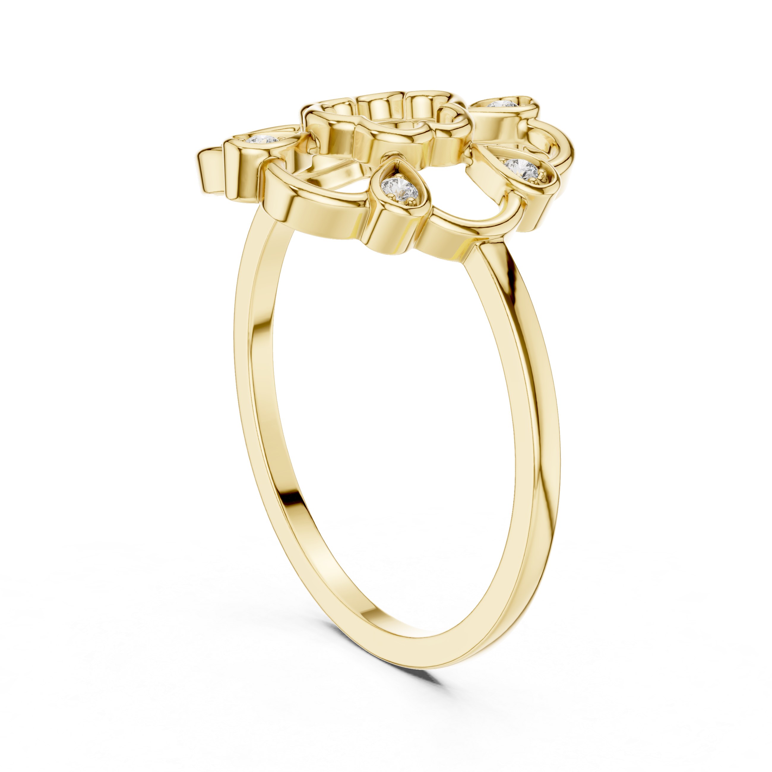 Diamond Floral Mandala Ring – Openwork Flower Inspired Statement Ring