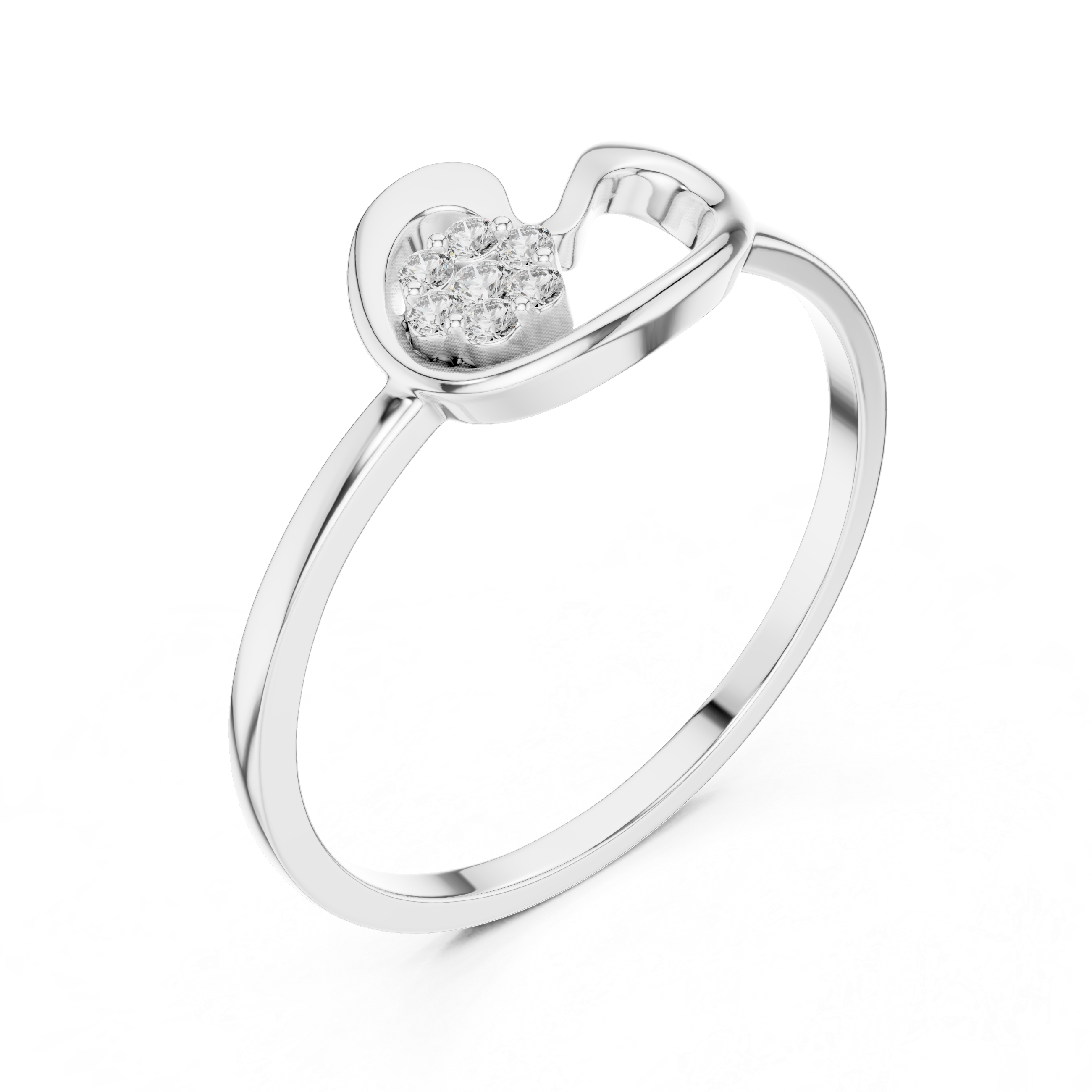 Diamond Swirl Cluster Ring – Modern Open Loop Minimalist Ring