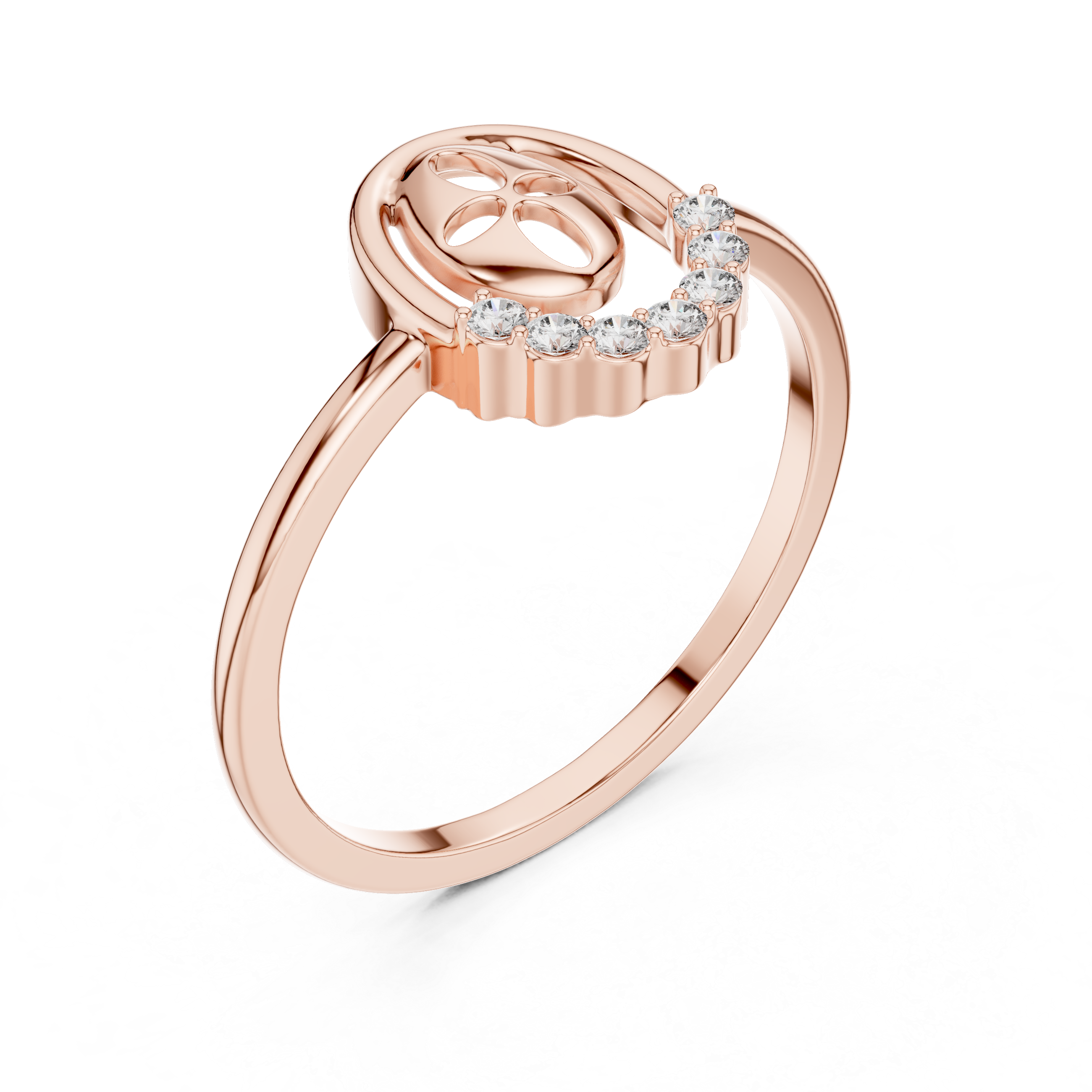 Lucky Mask Diamond Ring – Minimalist Oval Charm Ring