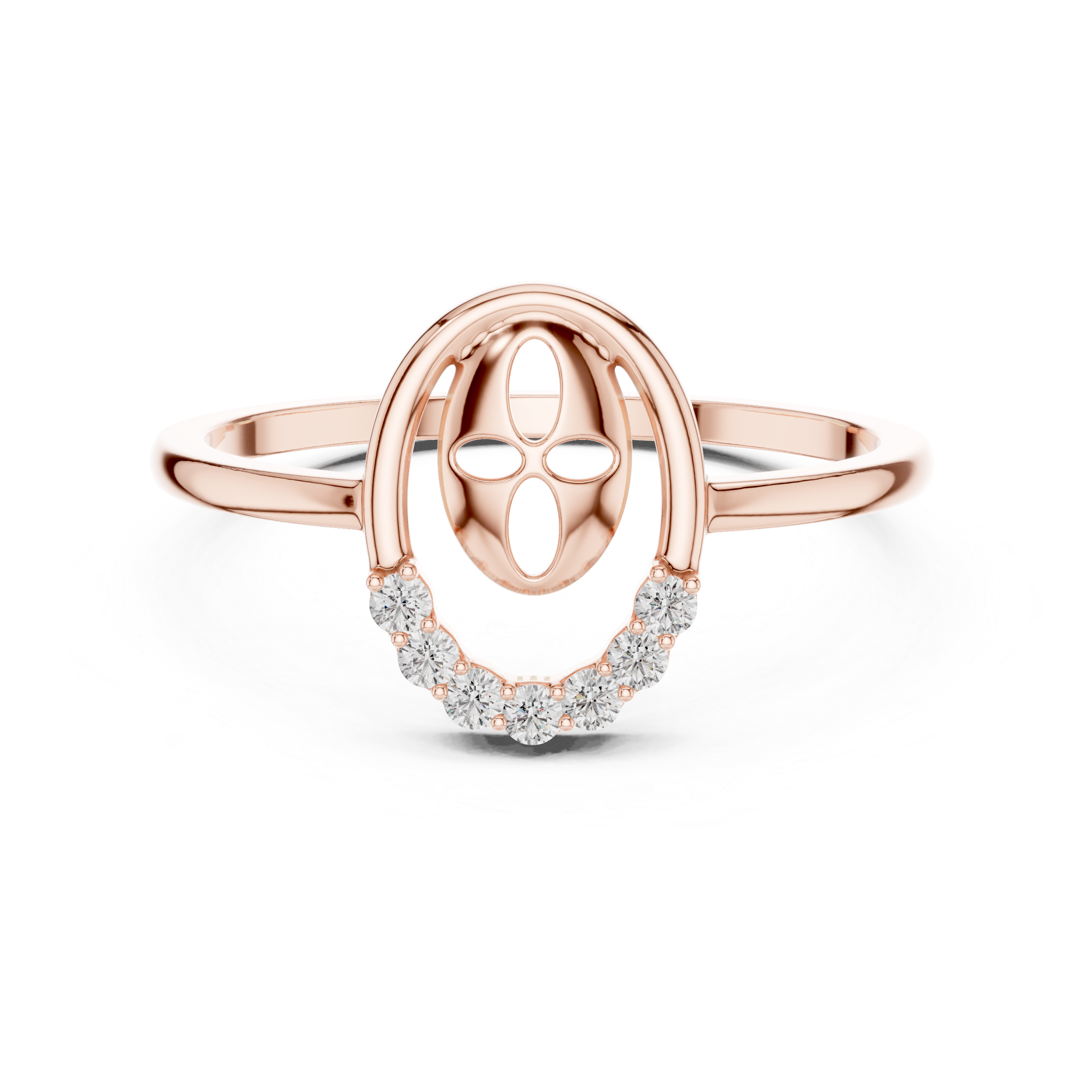 Lucky Mask Diamond Ring – Minimalist Oval Charm Ring