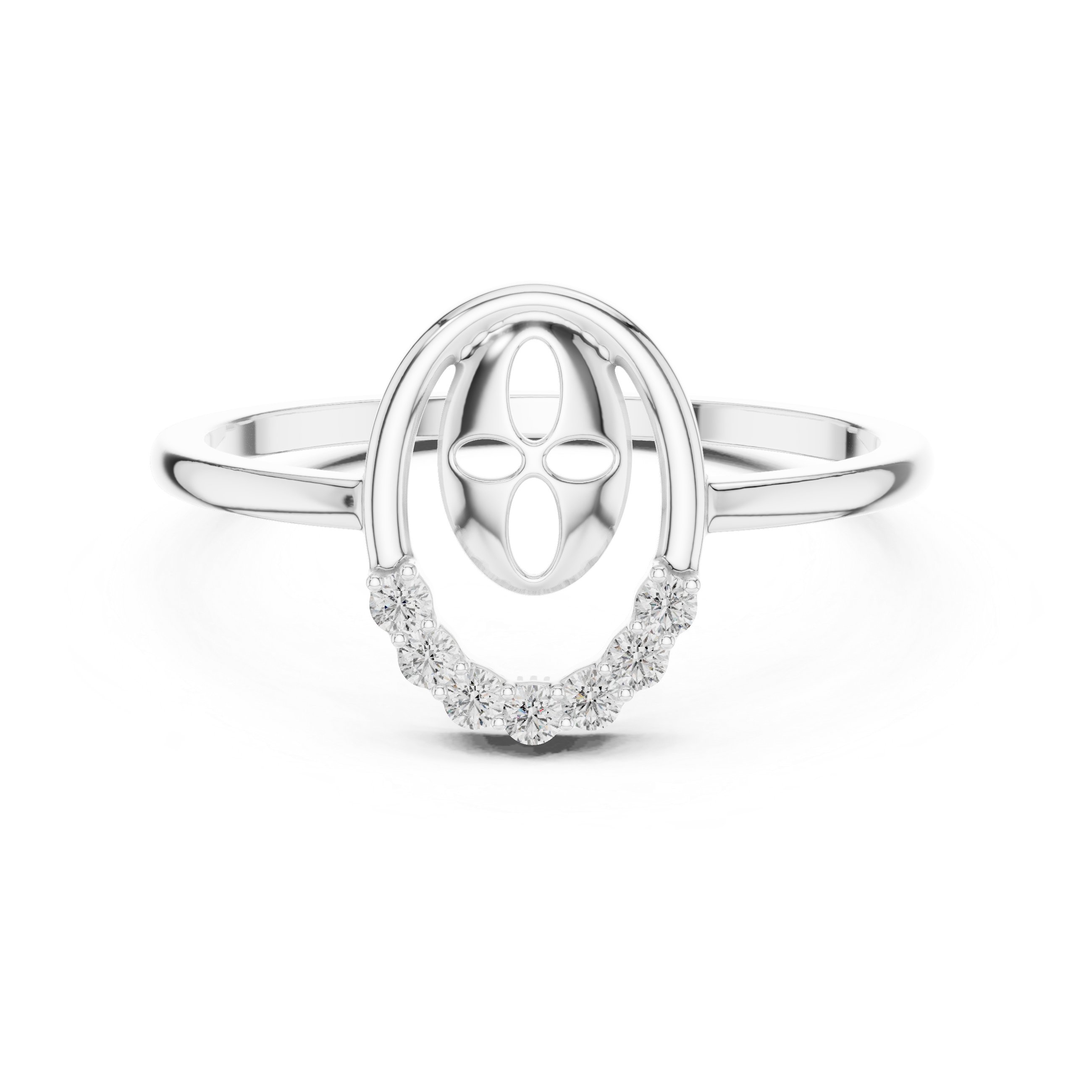 Lucky Mask Diamond Ring – Minimalist Oval Charm Ring