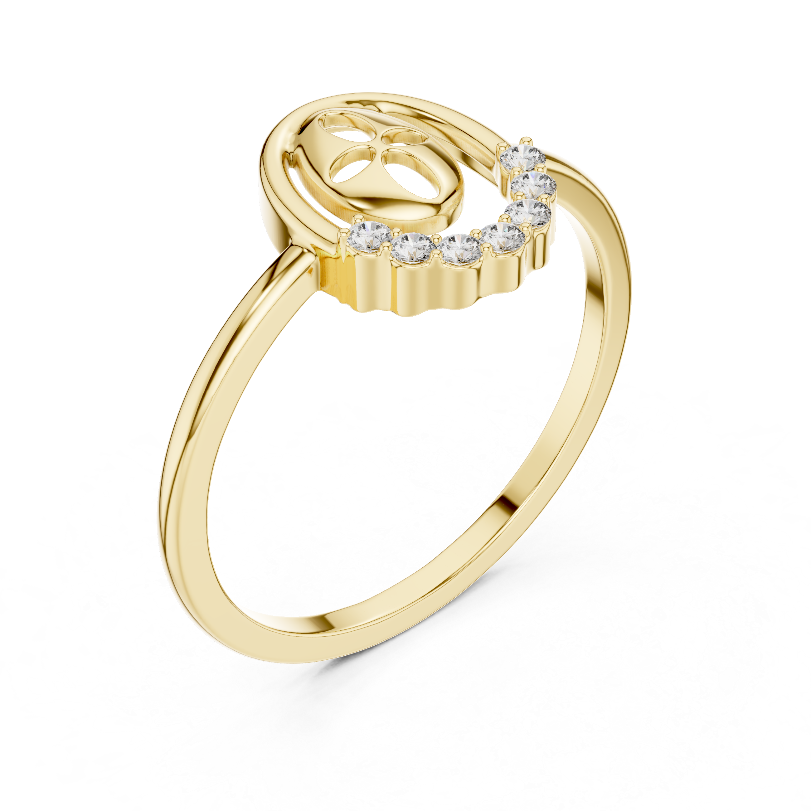 Lucky Mask Diamond Ring – Minimalist Oval Charm Ring
