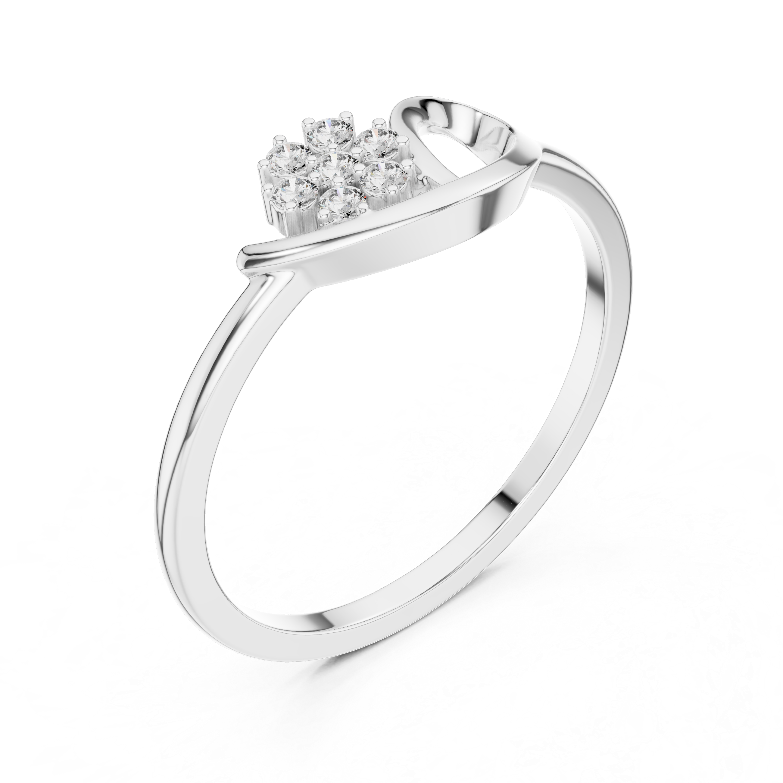 Minimalist Floral Diamond Ring – Modern Open Leaf Cluster Ring