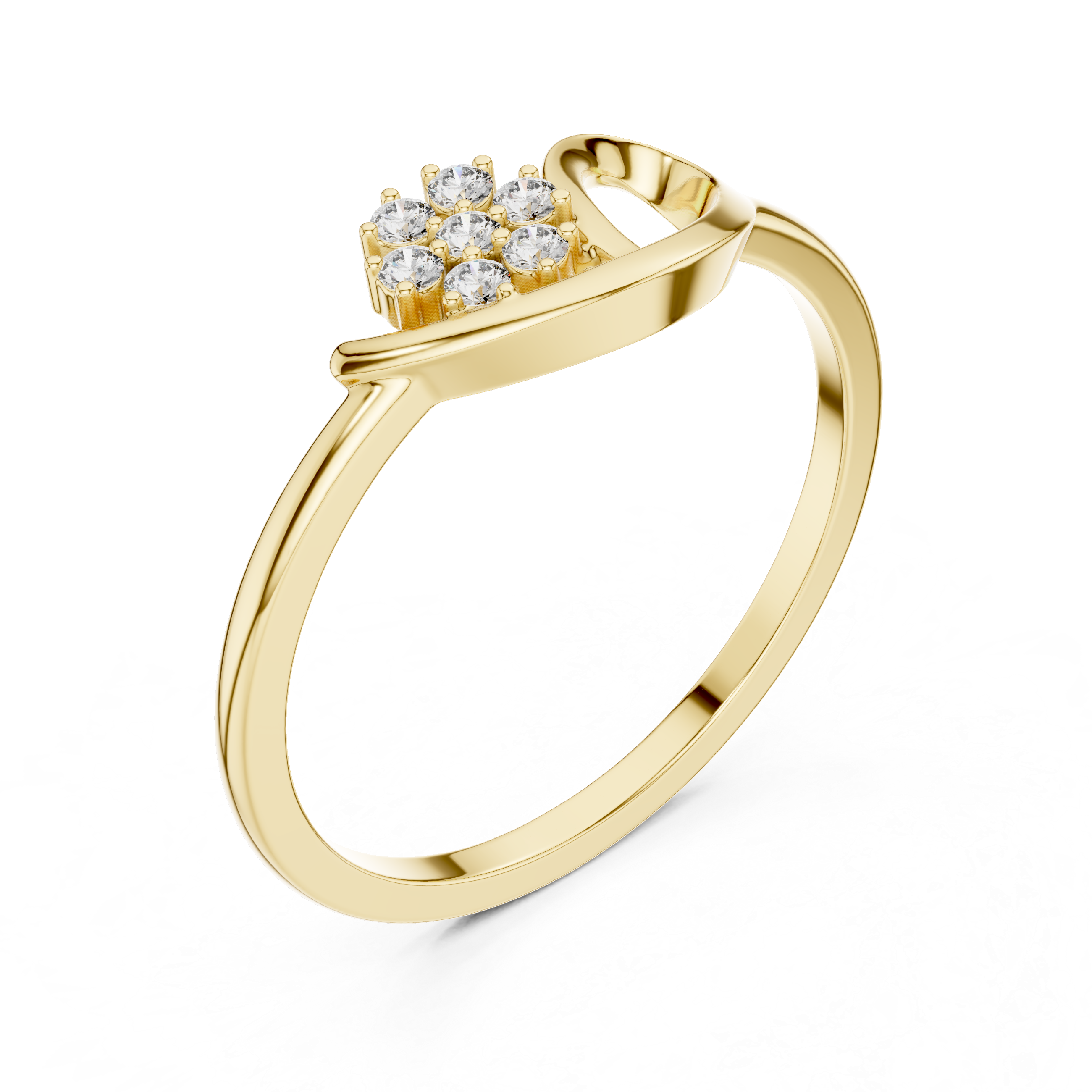 Minimalist Floral Diamond Ring – Modern Open Leaf Cluster Ring