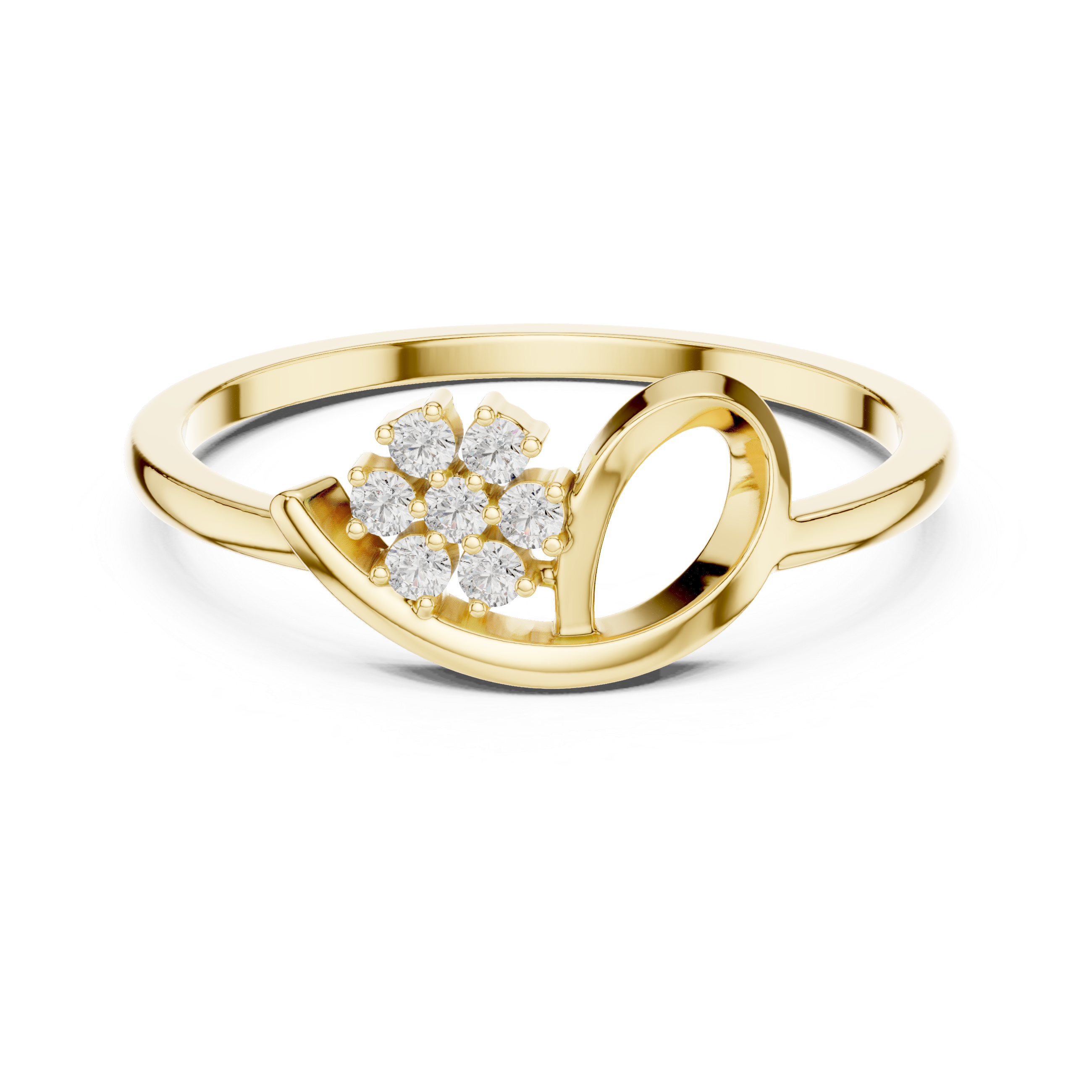 Minimalist Floral Diamond Ring – Modern Open Leaf Cluster Ring