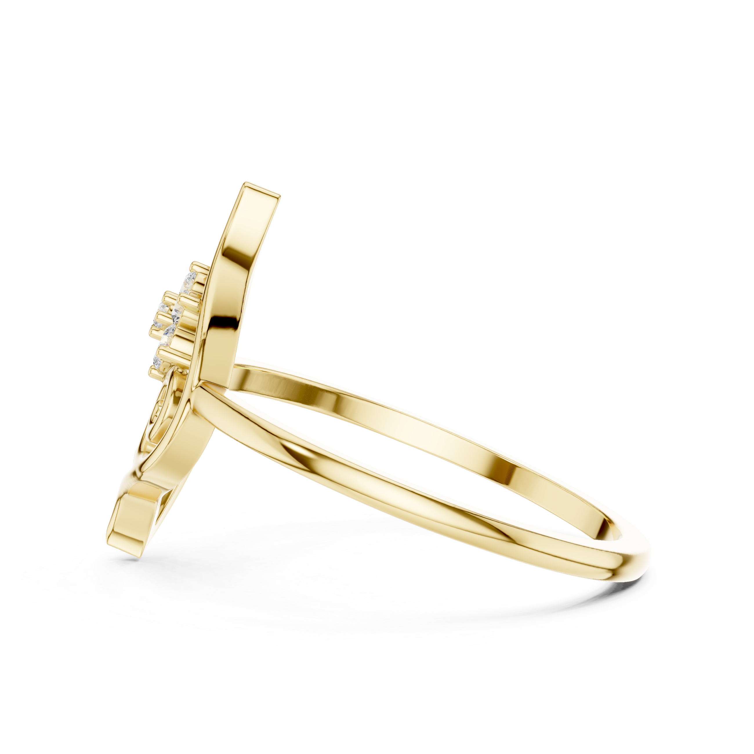Nature Inspired Leaf Swirl Diamond Ring – Openwork Marquise Statement Ring