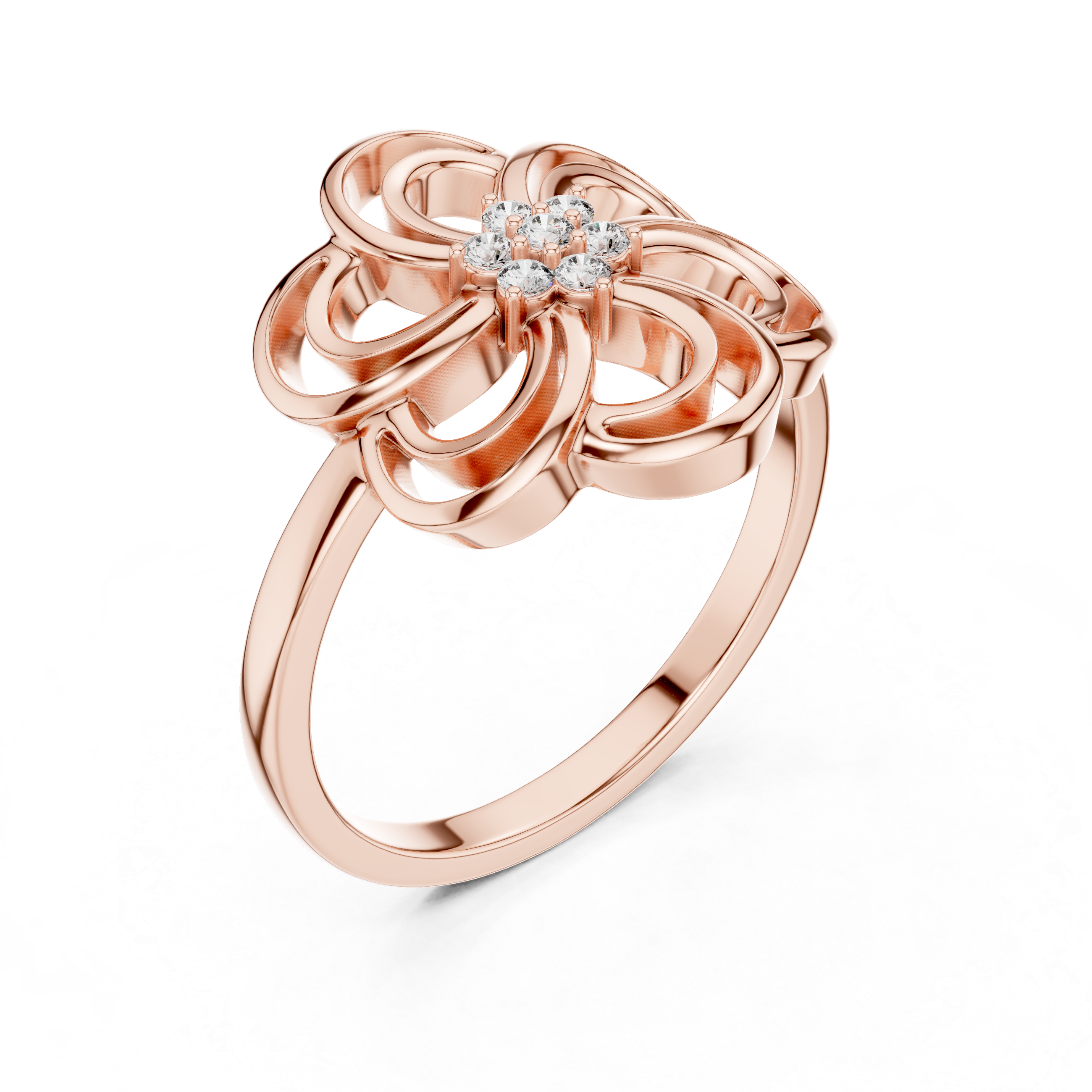 Openwork Floral Diamond Ring – Modern Bloom Statement Ring