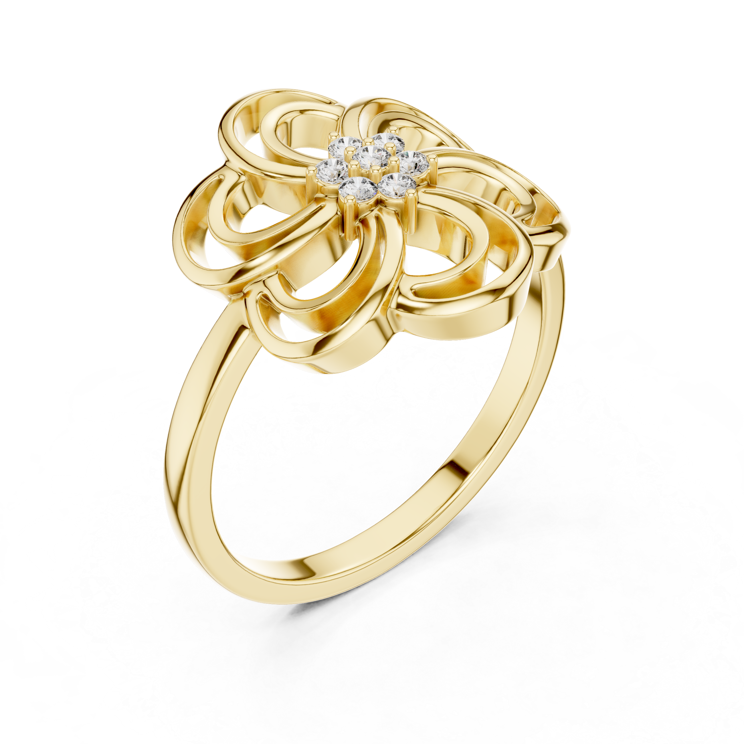 Openwork Floral Diamond Ring – Modern Bloom Statement Ring