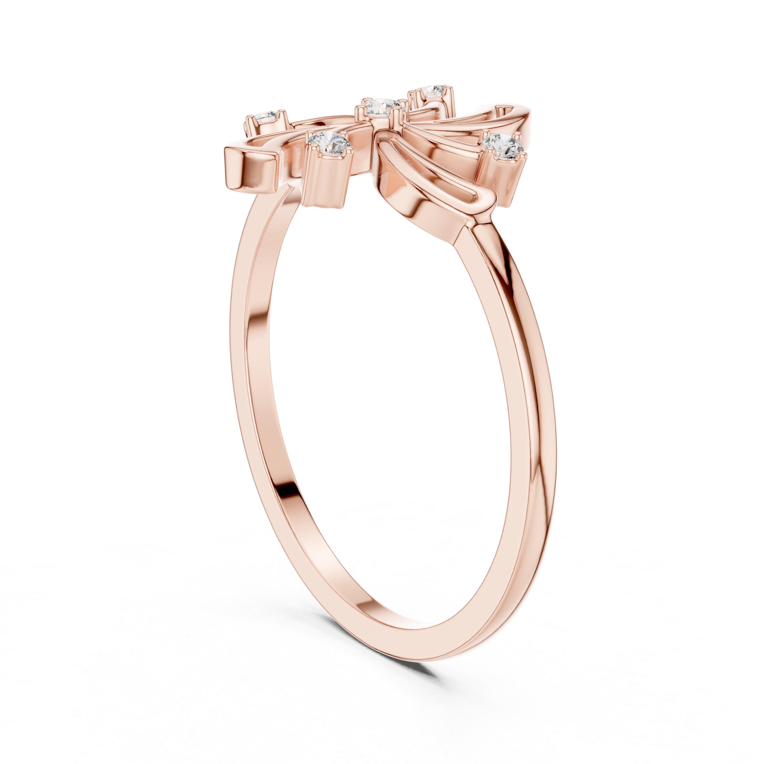 Diamond Floral Swirl Ring – Nature Inspired Openwork Flower Ring