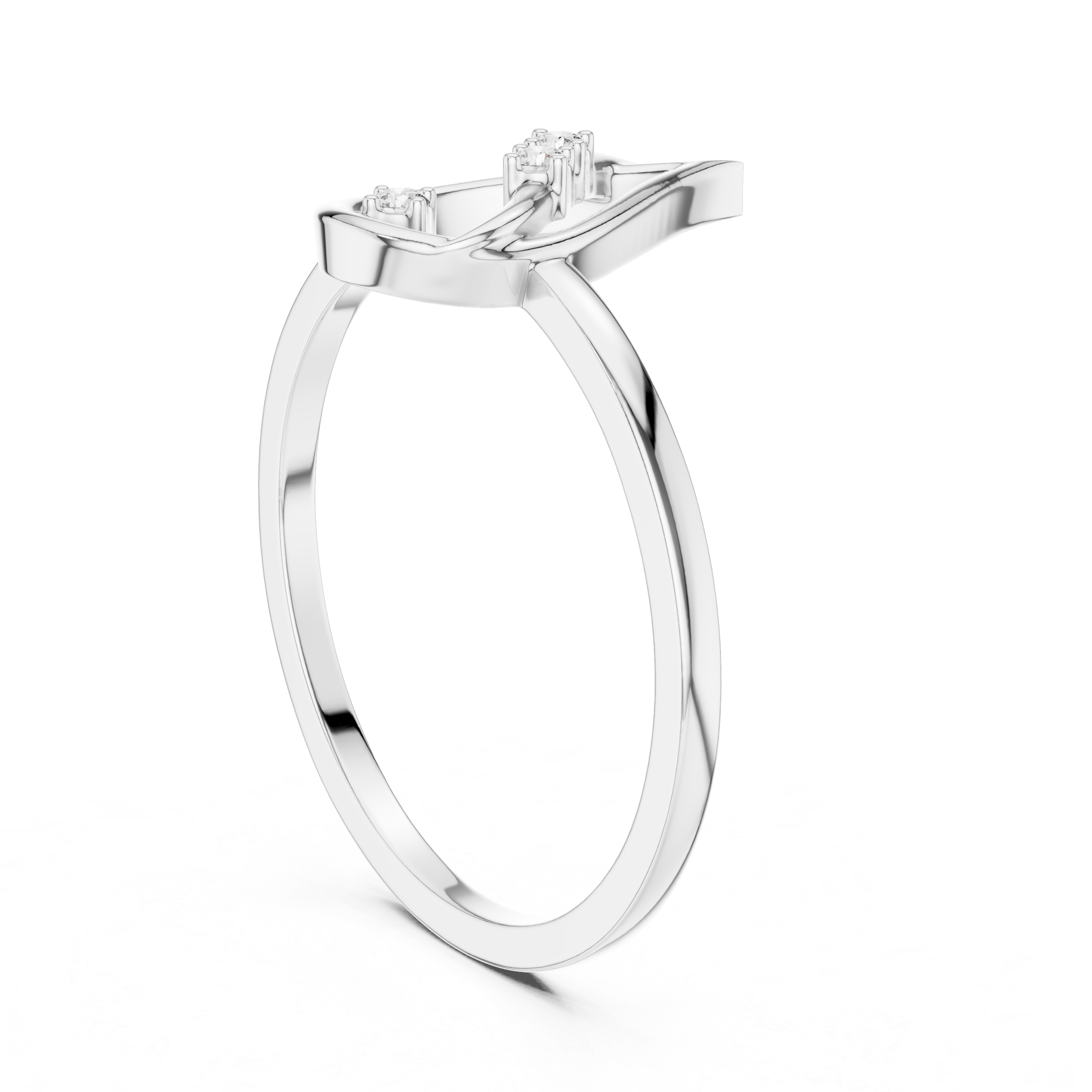 Diamond Teardrop Leaf Ring – Minimalist Nature Inspired Open Drop Ring
