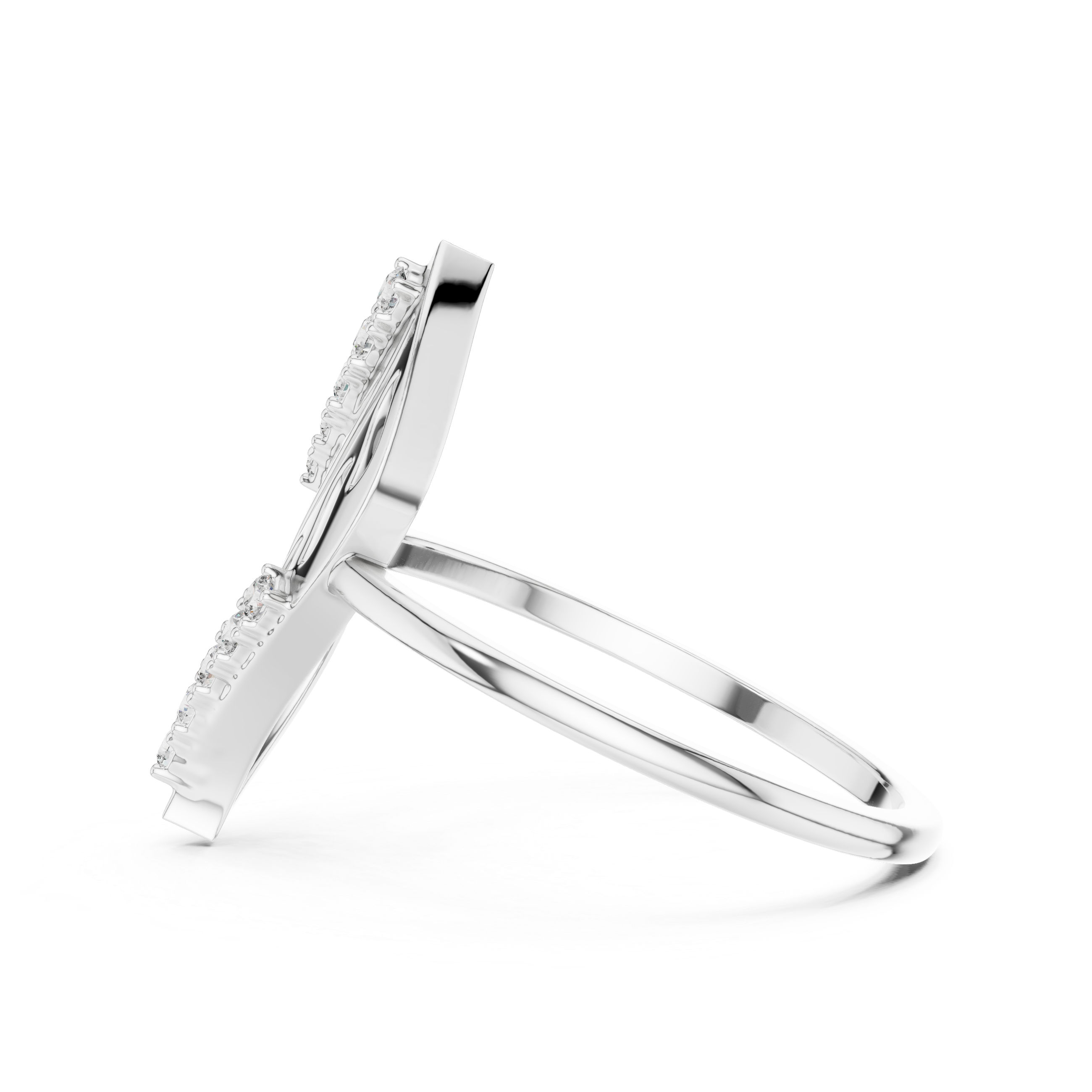 Diamond Leaf Ring – Nature Inspired Openwork Marquise Leaf Statement Ring