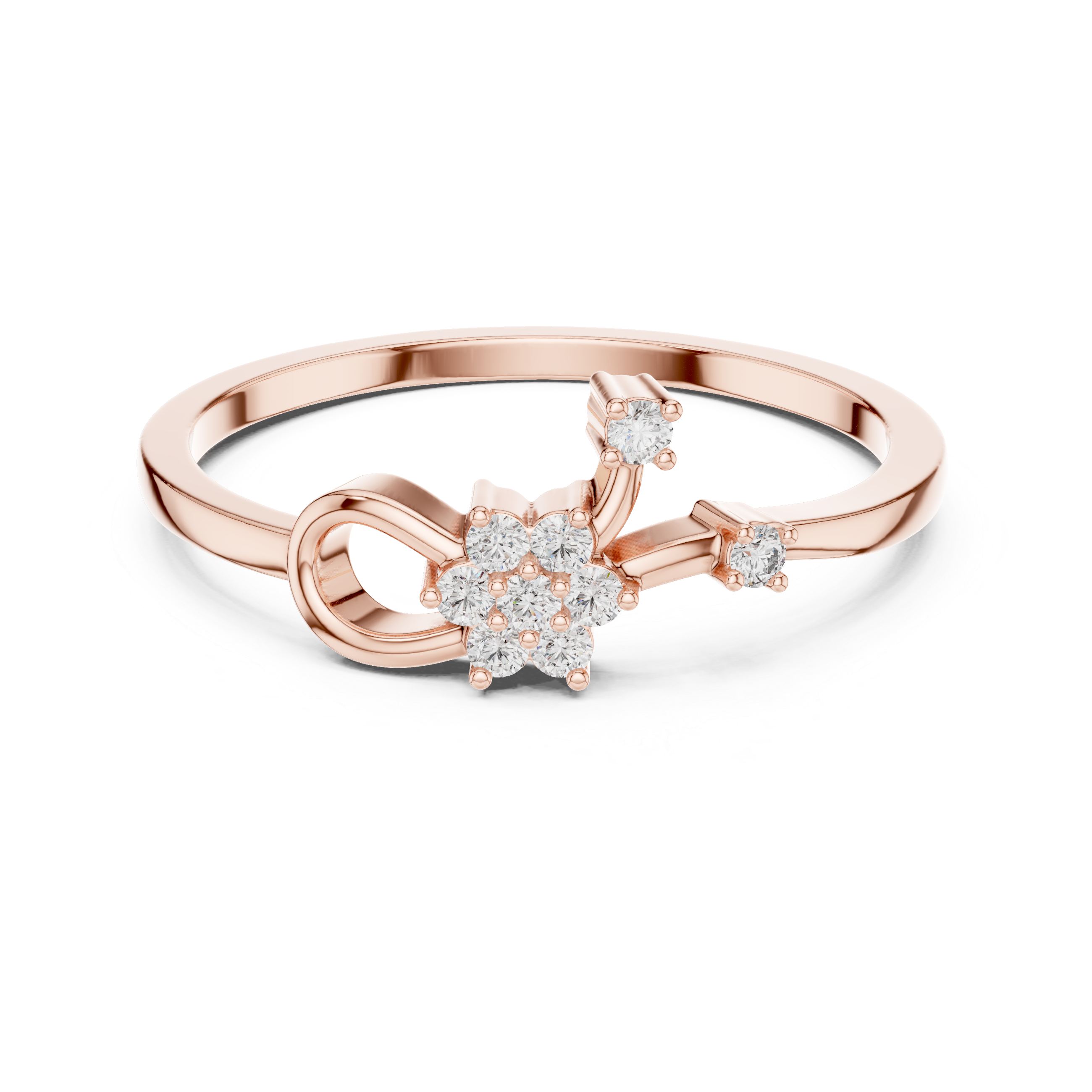 Floral Infinity Diamond Ring – Delicate Open Loop Nature-Inspired Ring