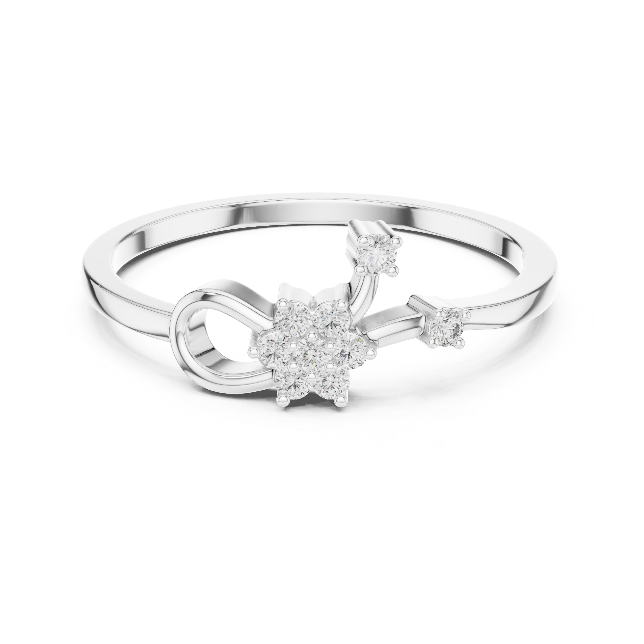 Floral Infinity Diamond Ring – Delicate Open Loop Nature-Inspired Ring