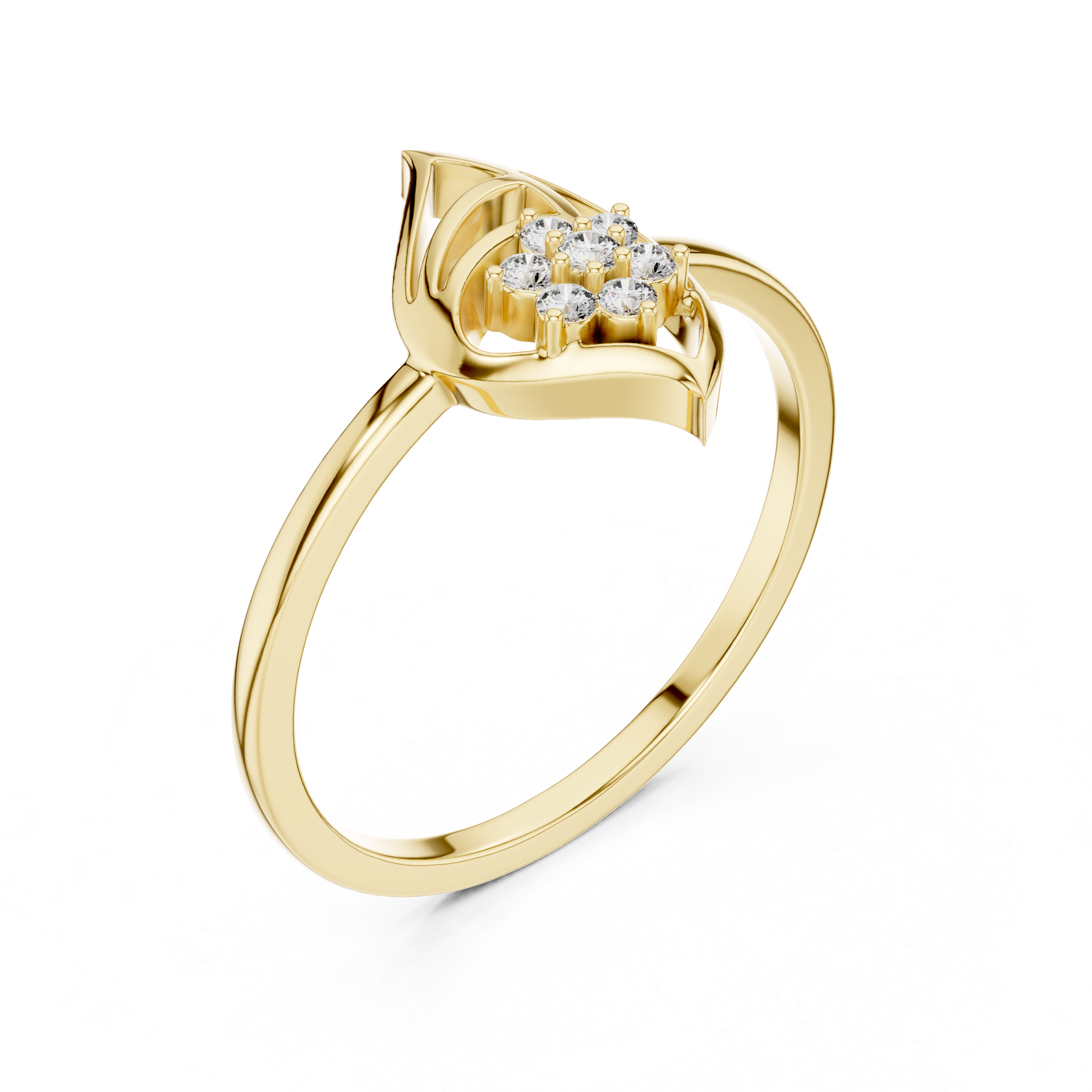 Nature-Inspired Marquise Leaf Diamond Ring – Openwork Floral Cluster Ring