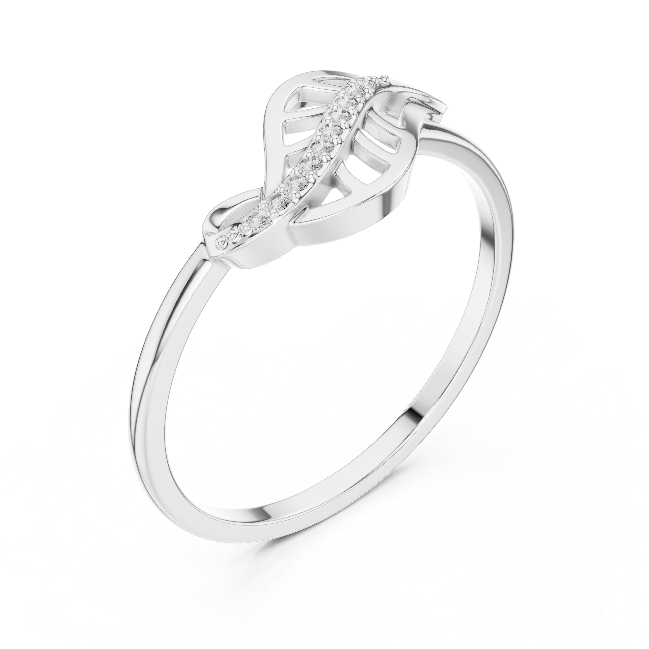 Diamond Infinity Leaf Ring – Nature Inspired Openwork Vine Ring