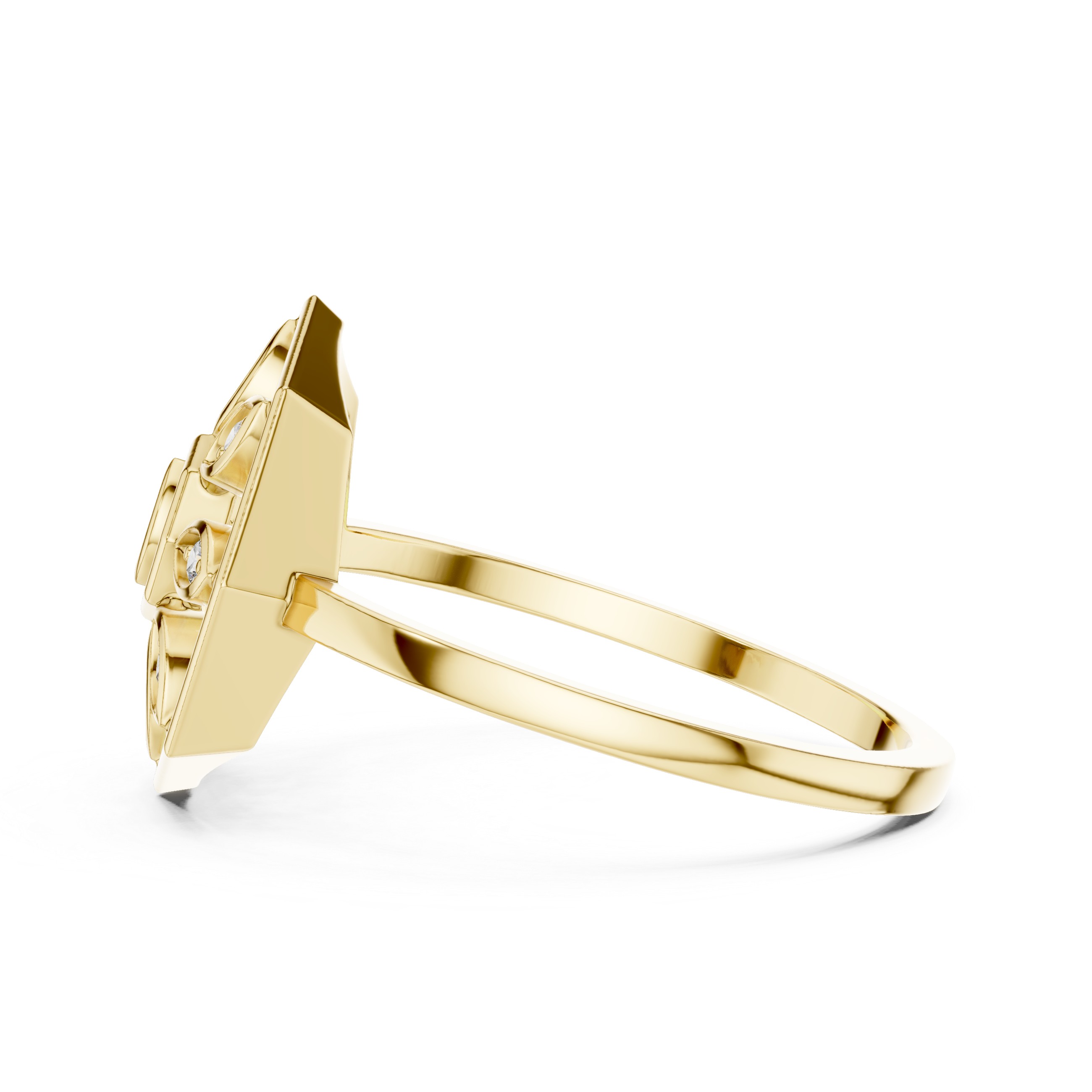 Diamond Hexagon Snowflake Ring – Geometric Floral Openwork Statement Ring