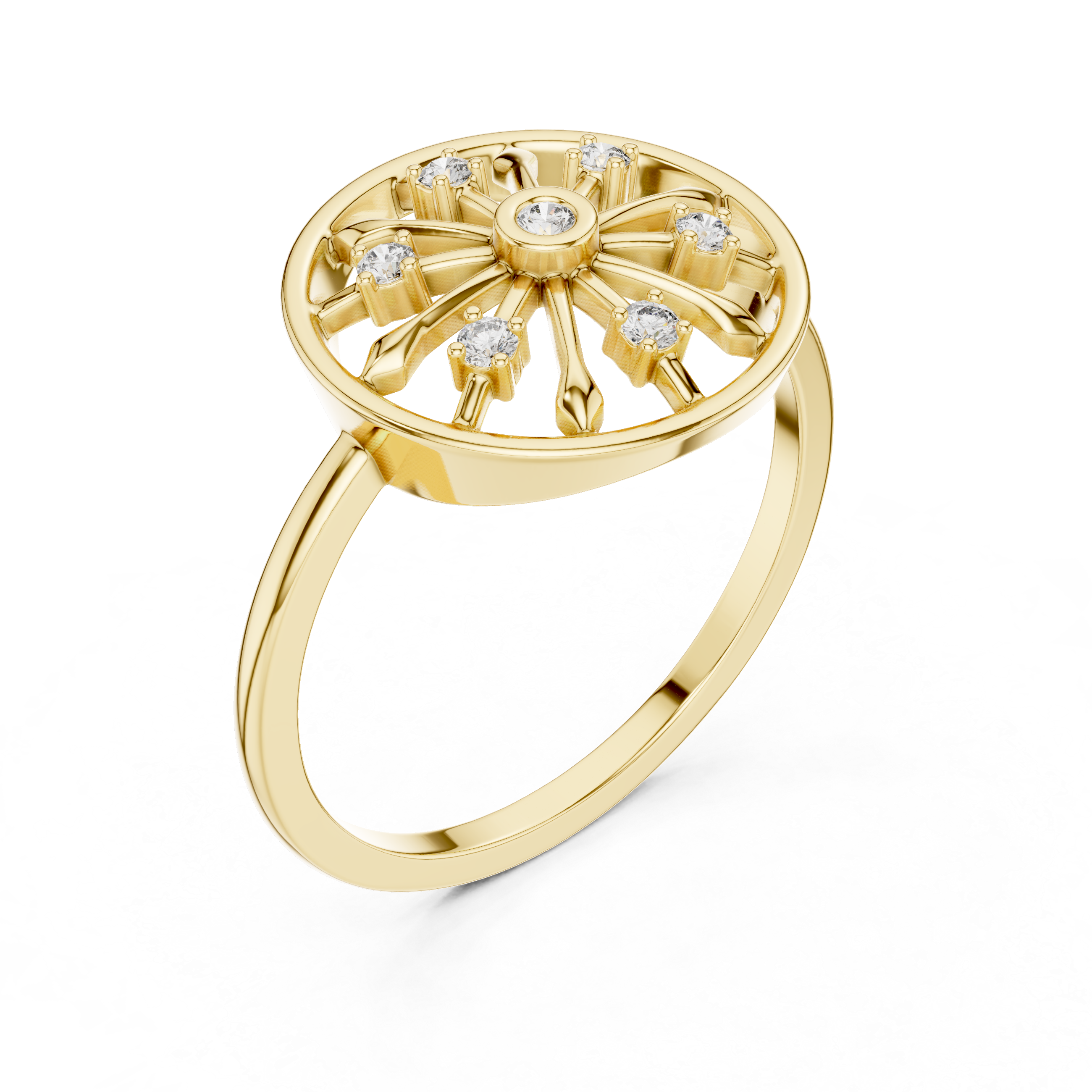 Diamond Wagon Wheel Ring – Vintage Inspired Circular Cluster Statement Ring