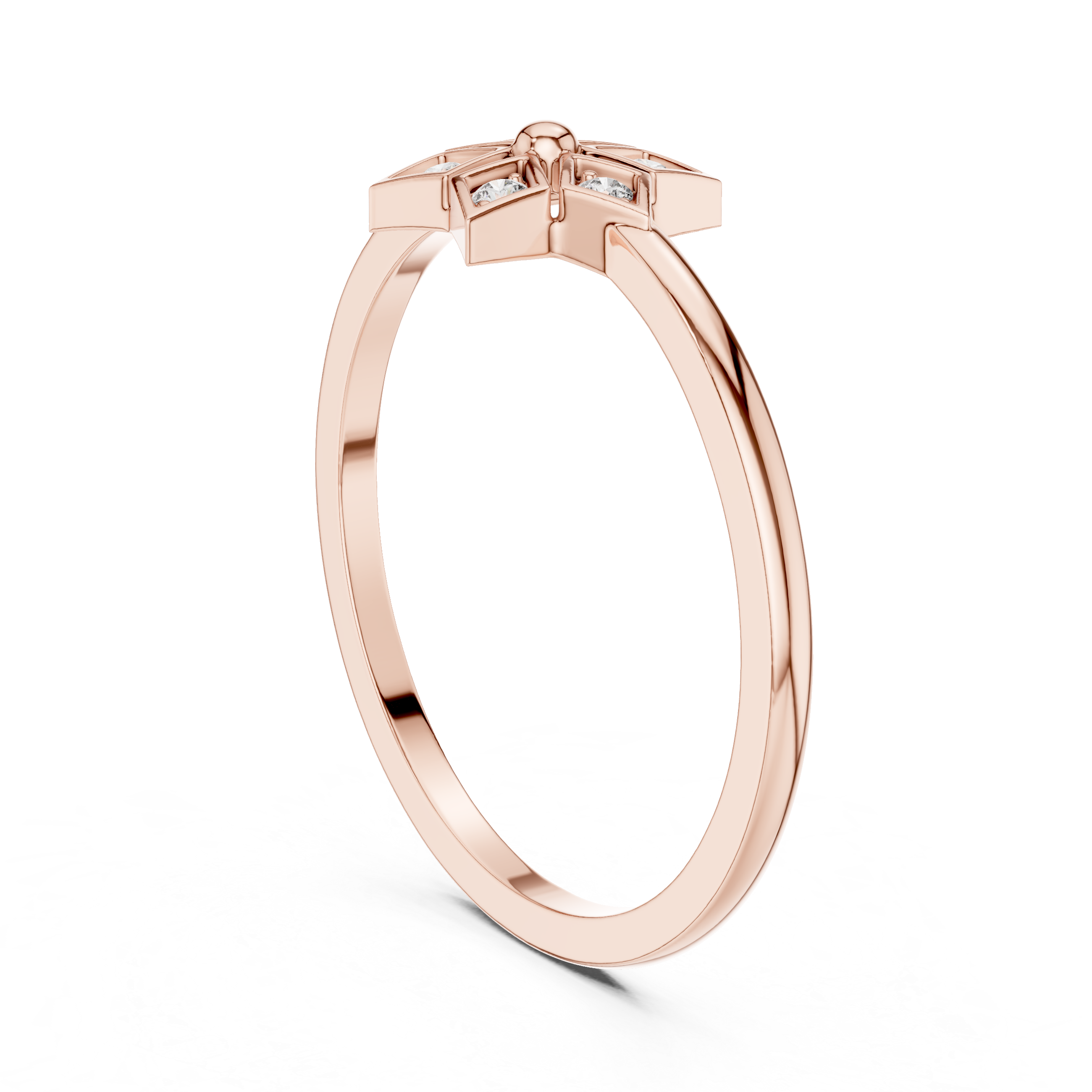 Diamond Star Flower Ring – Geometric Floral Cluster Minimalist Ring