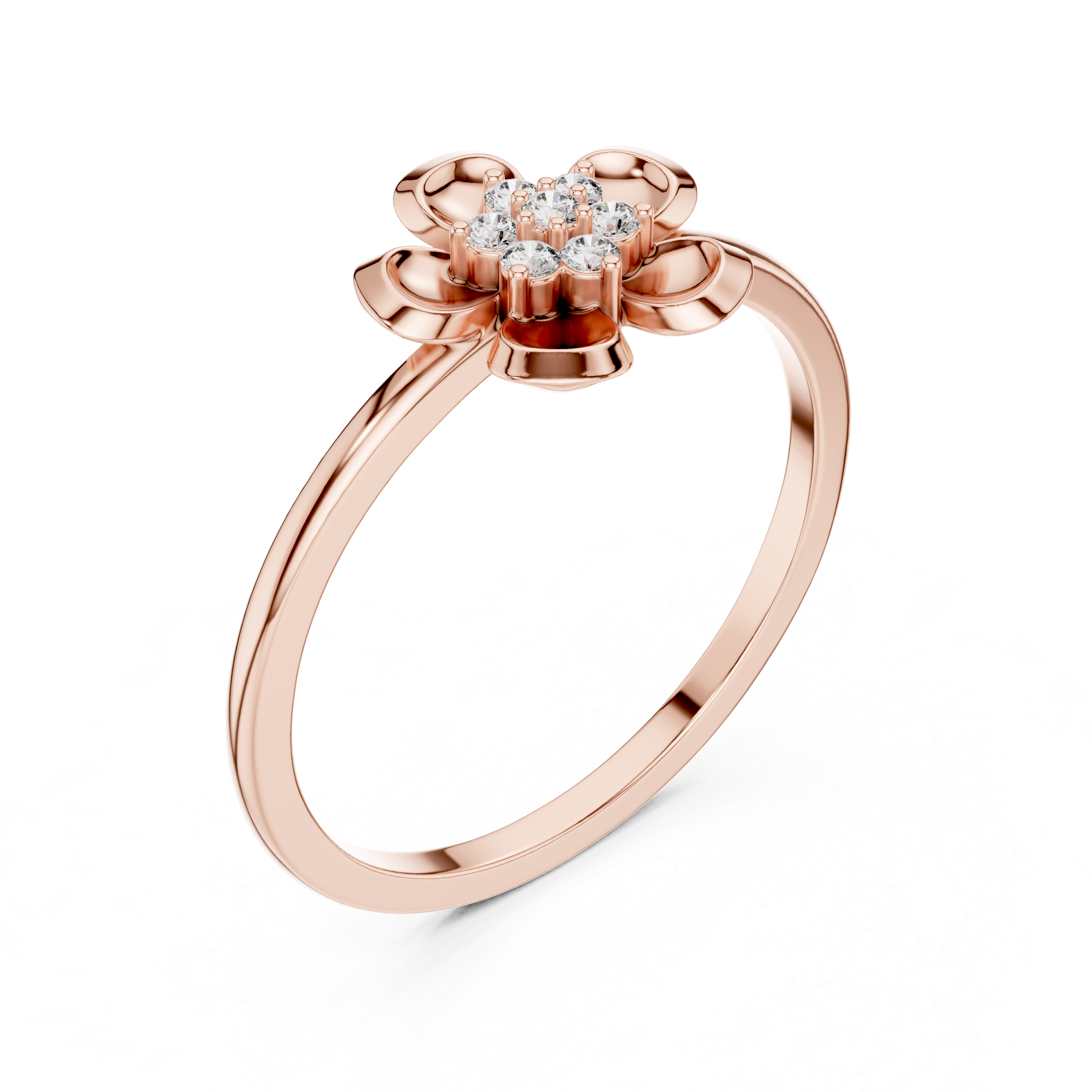 Diamond Flower Cluster Ring – Minimalist Floral Solitaire Design