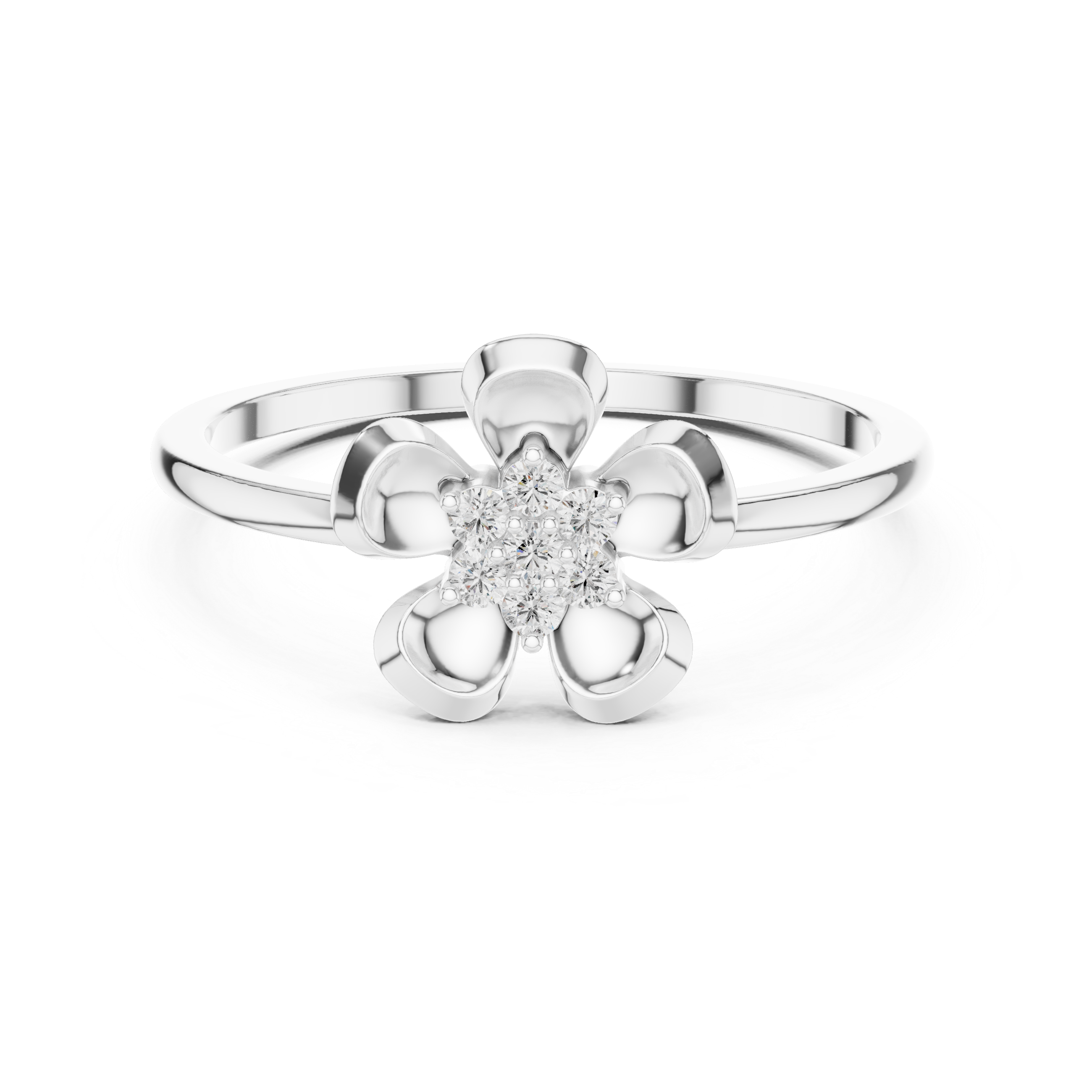 Diamond Flower Cluster Ring – Minimalist Floral Solitaire Design