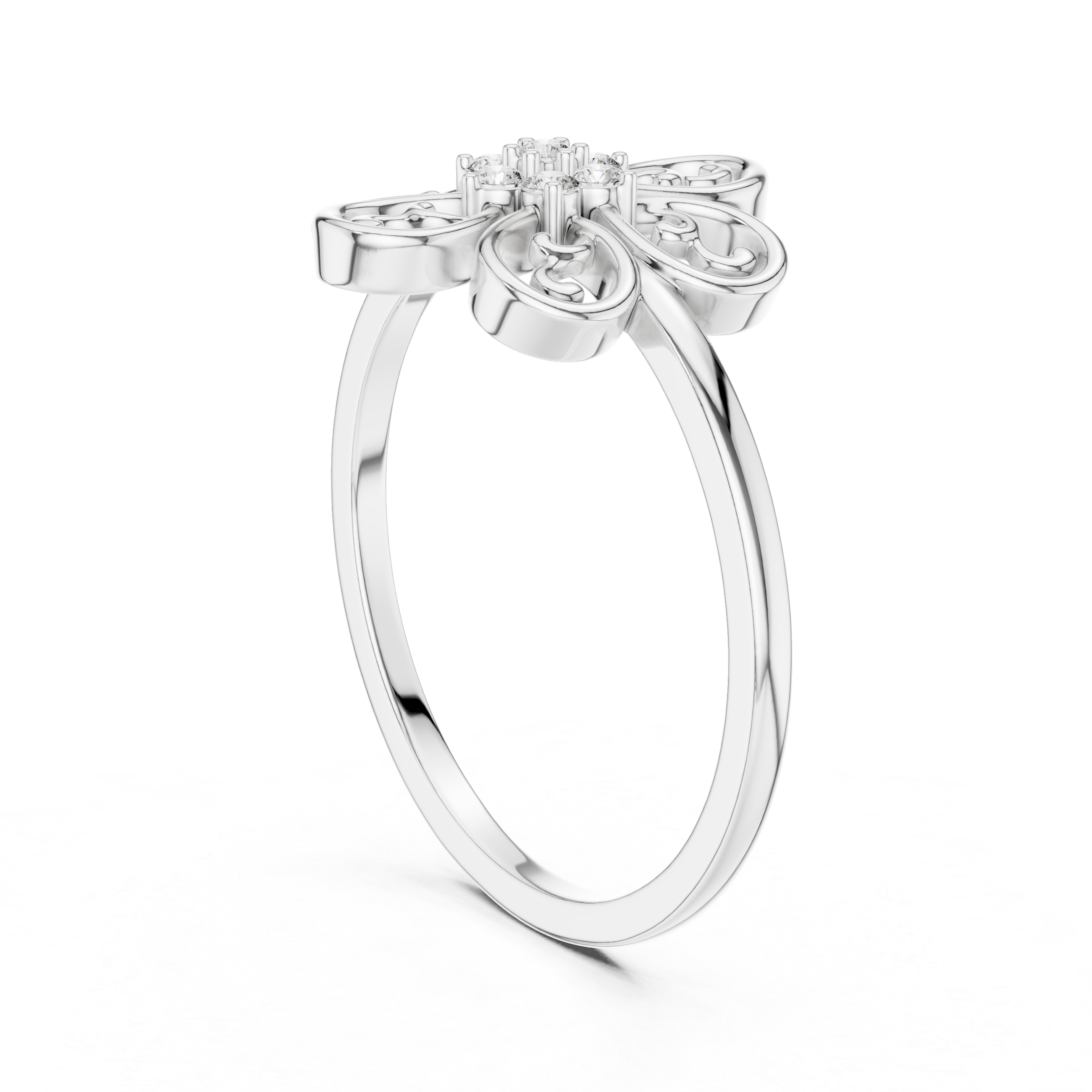 Vintage Floral Diamond Ring – Openwork Filigree Flower Statement Ring