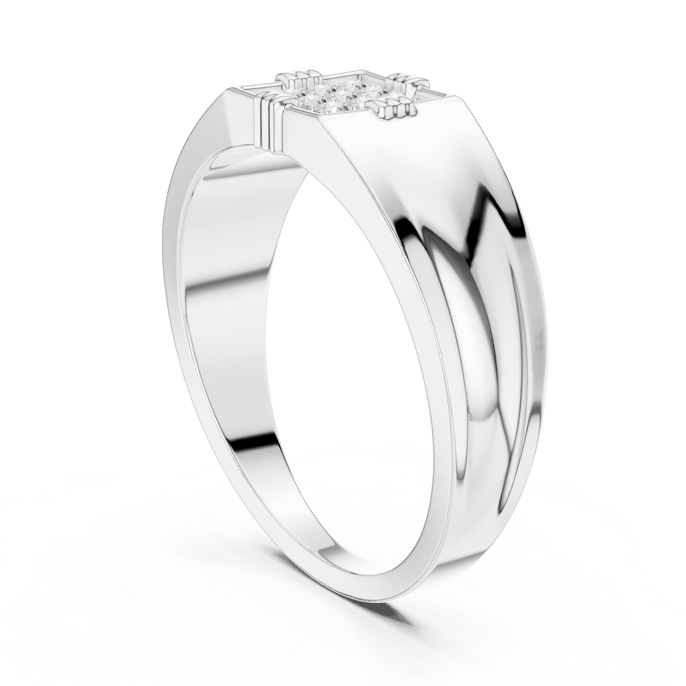 Men’s Square Diamond Cluster Signet Ring – Classic Geometric Statement Ring
