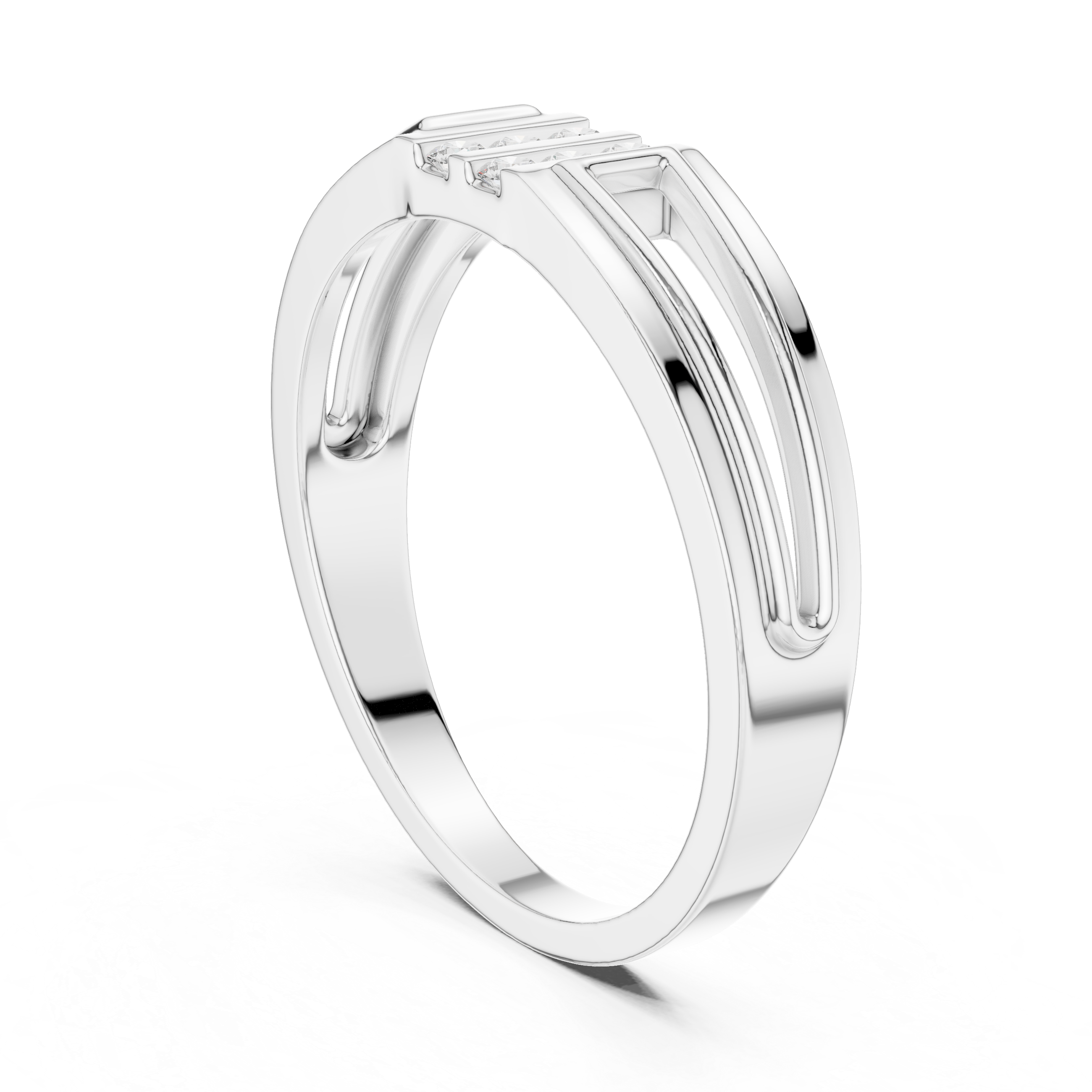 Modern Split Shank Diamond Band Ring – Geometric Channel Set Ring