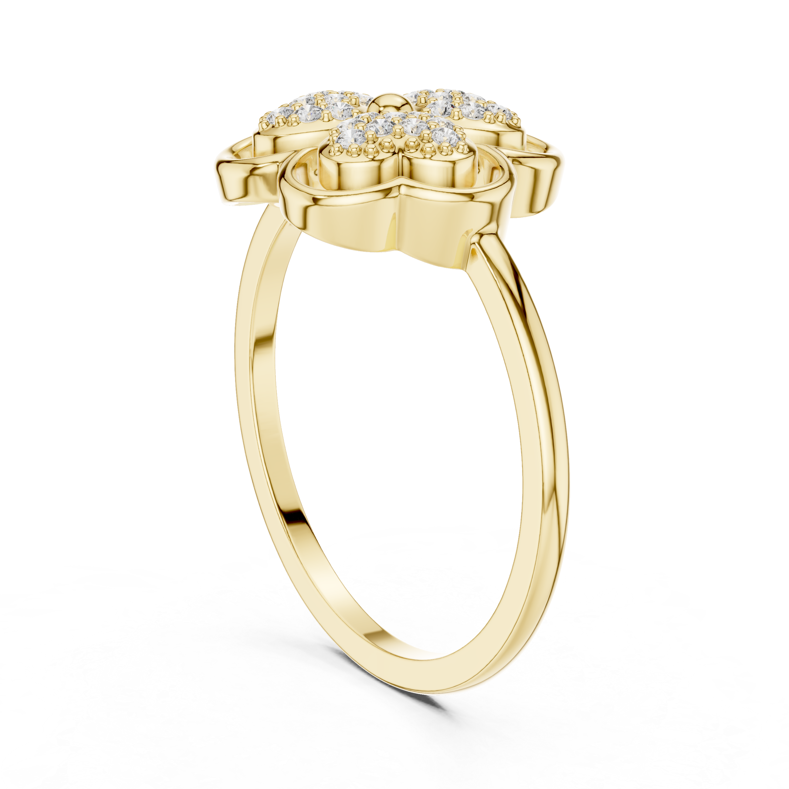 Diamond Four-Leaf Clover Ring – Lucky Floral Pavé Design