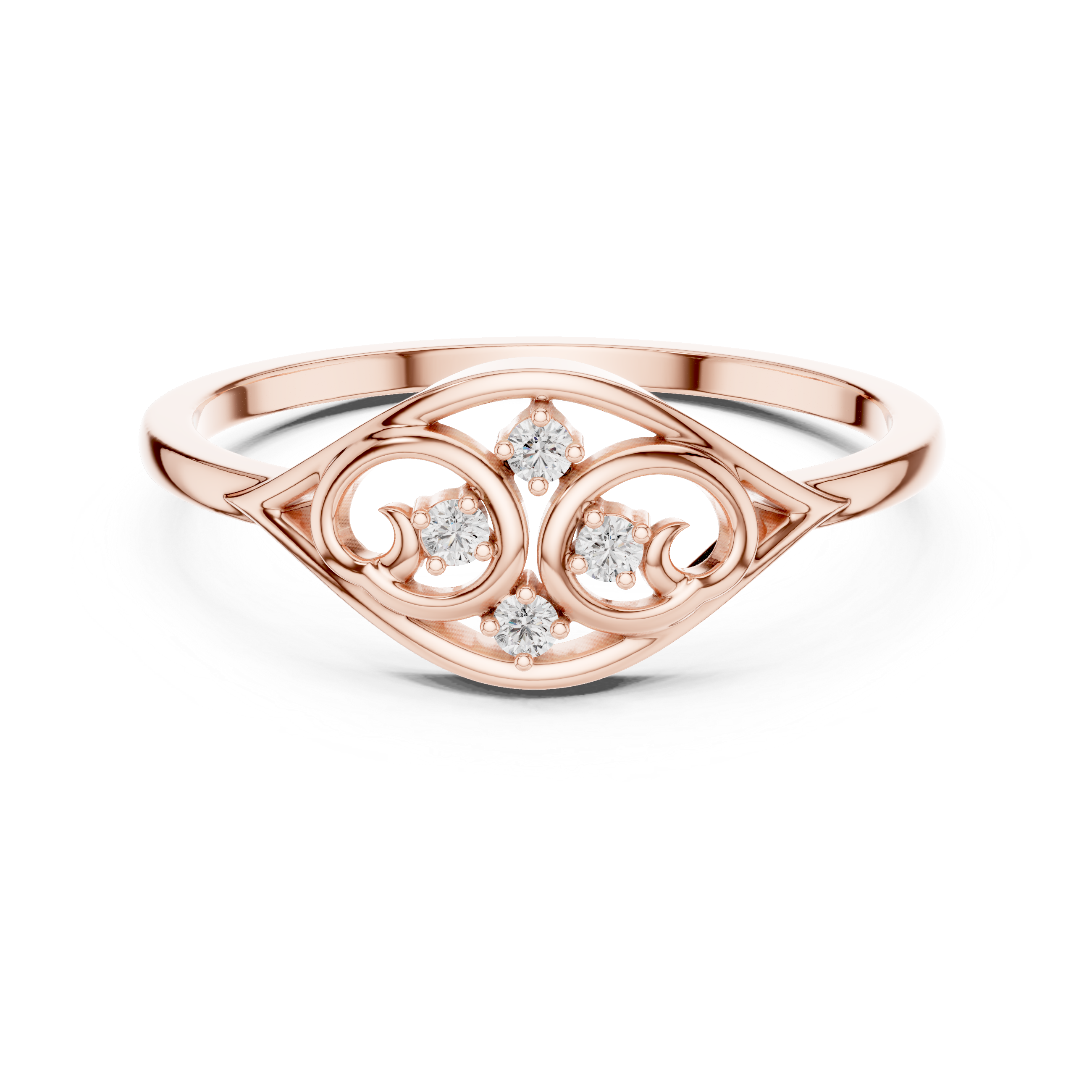 Vintage Scrollwork Diamond Ring with Open Filigree Design