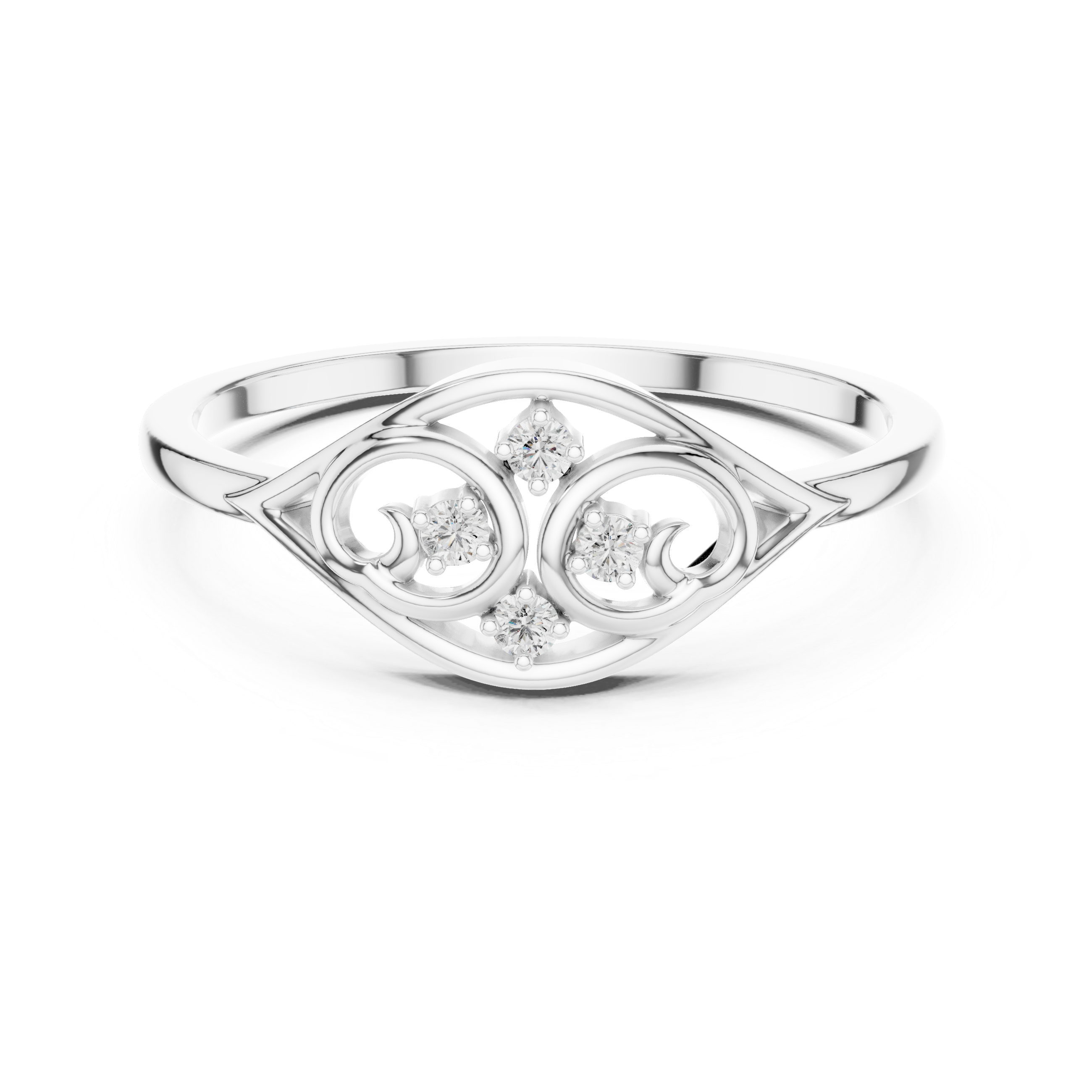 Vintage Scrollwork Diamond Ring with Open Filigree Design