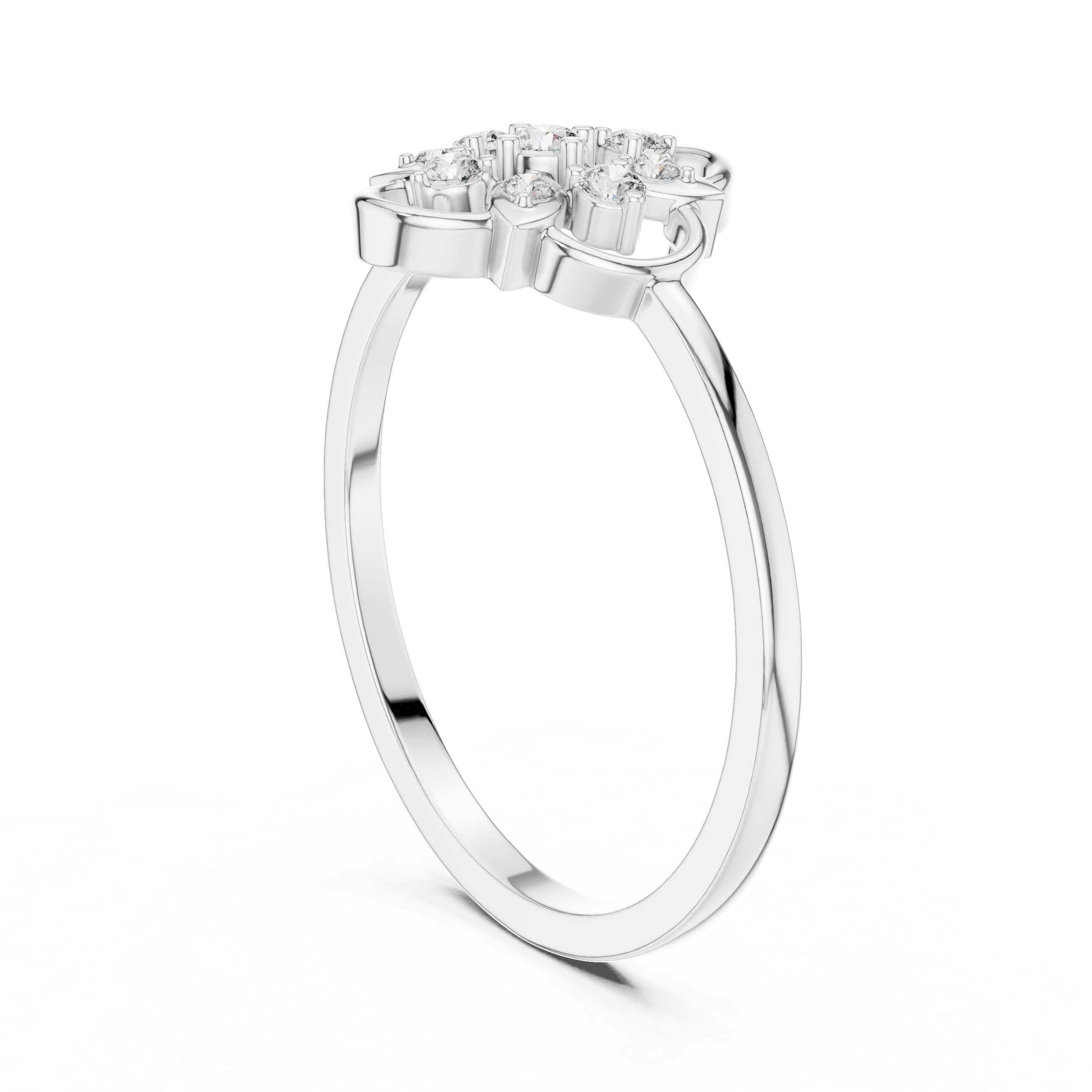 Floral Clover Diamond Ring with Openwork Petal Design