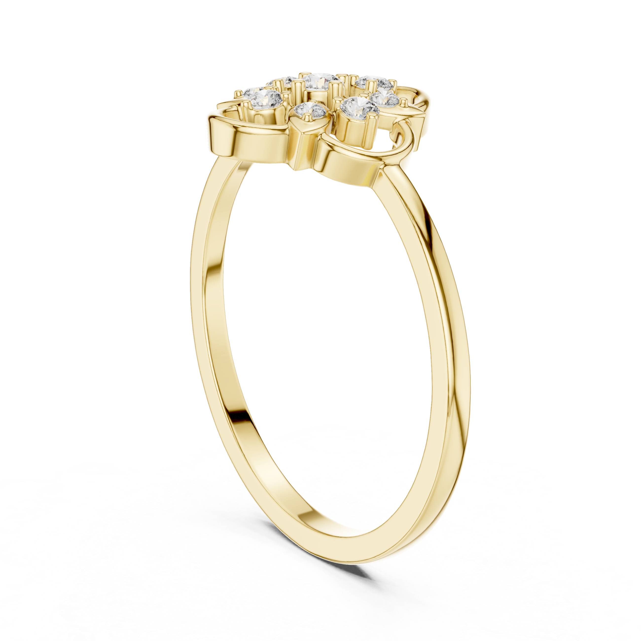 Floral Clover Diamond Ring with Openwork Petal Design